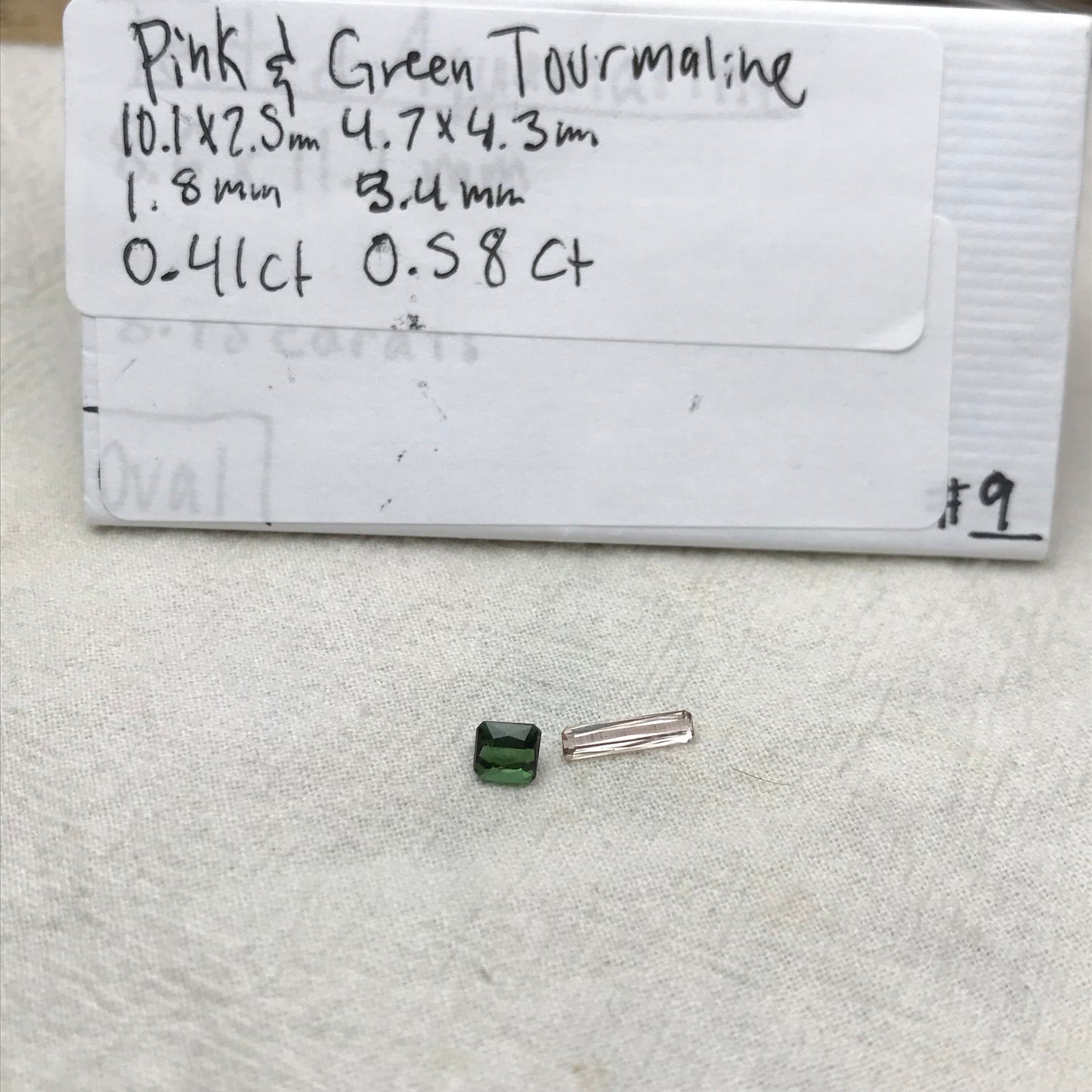 2 Natural Tourmaline Scissor Cut, Pink and Green 0.99TCW Faceted Loose Pink and Green Tourmaline 10x2.5mm & 4.7x4.3mm