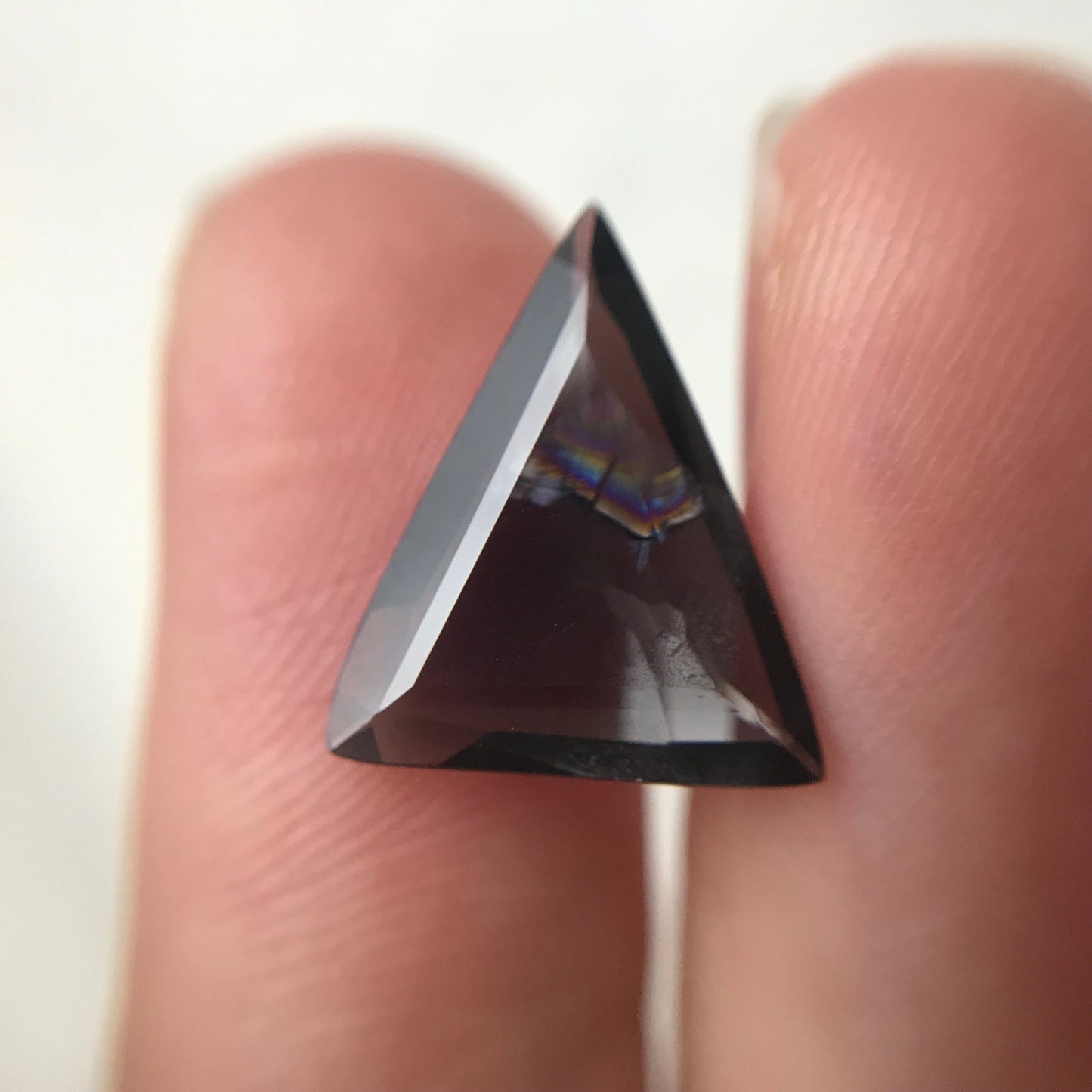 3.38 carat Natural Purple Spinel 14x12mm Triangle Cut Loose Faceted Grayish Purple Gemstone, Flowing Gems. Unheated