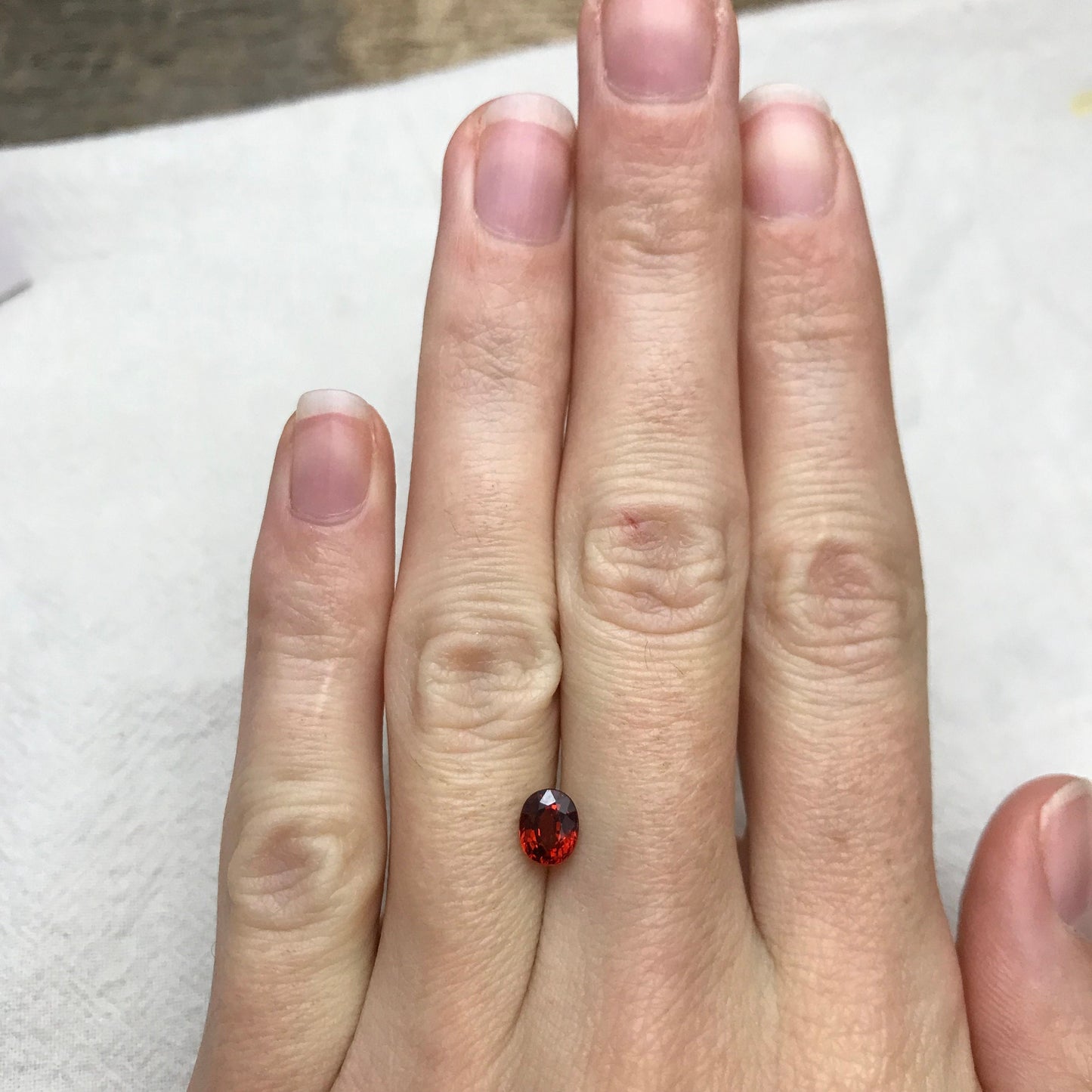 1 carat Natural Red Orange Spessartite Garnet, 6.3x5mm Oval Cut, Orange Red Faceted Garnet