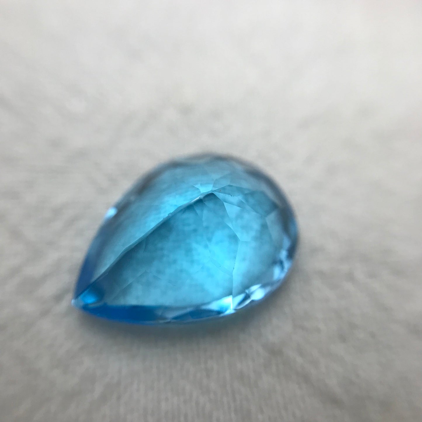 16x12mm Blue Topaz Pear Cut, 9.68 carat Loose Faceted Gem, Natural Topaz, US Seller