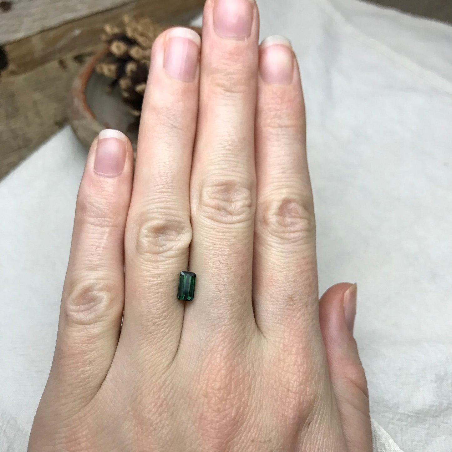 7x4mm Natural Bluish Green Tourmaline Rectangle Octogon Cut, 0.86 carat Faceted Loose Gemstone Earth Mined