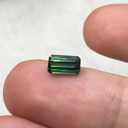 7x4mm Natural Bluish Green Tourmaline Rectangle Octogon Cut, 0.86 carat Faceted Loose Gemstone Earth Mined