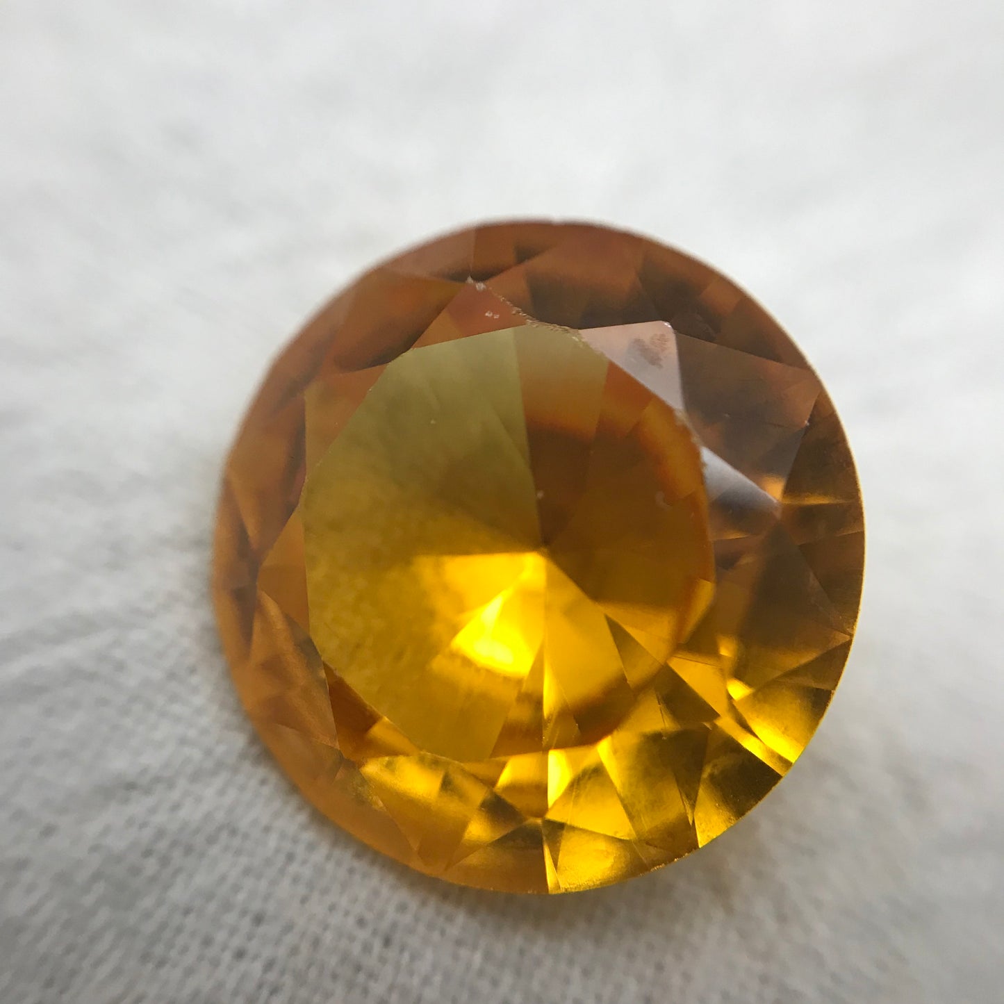 16mm Orangey Yellow Synthetic Sapphire 16.56 carat Round Cut, Faceted Loose Gemstone For Jewelry Setting,  Lab Created Gem