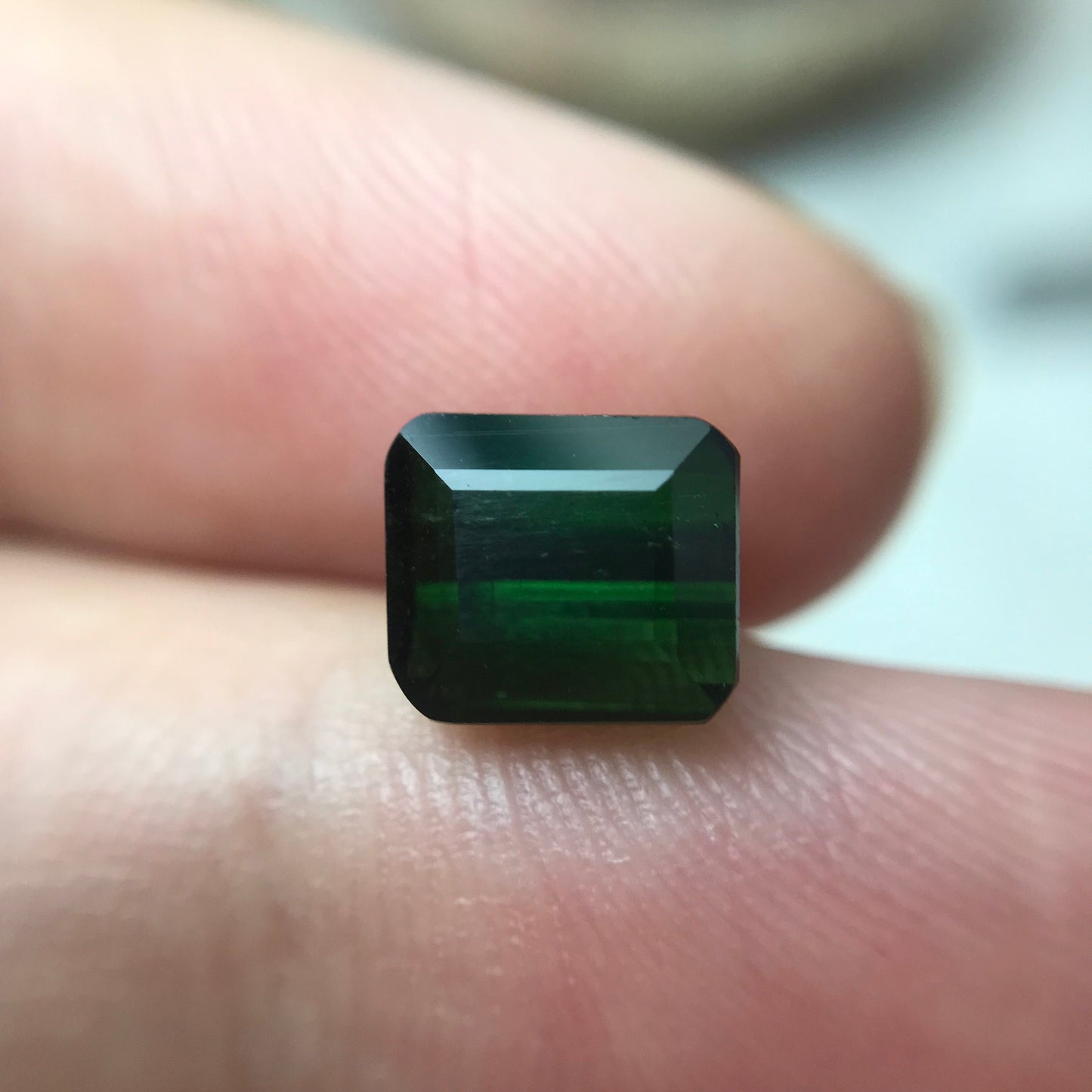 8x7mm Natural Green Tourmaline, 2.91 carat Rectangle Octagon Cut Faceted Loose Gemstone Earth Mined