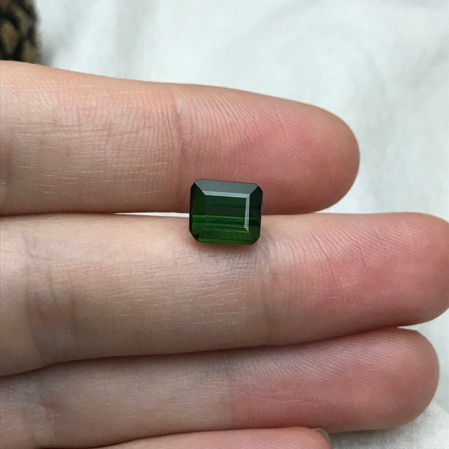 8x7mm Natural Green Tourmaline, 2.91 carat Rectangle Octagon Cut Faceted Loose Gemstone Earth Mined