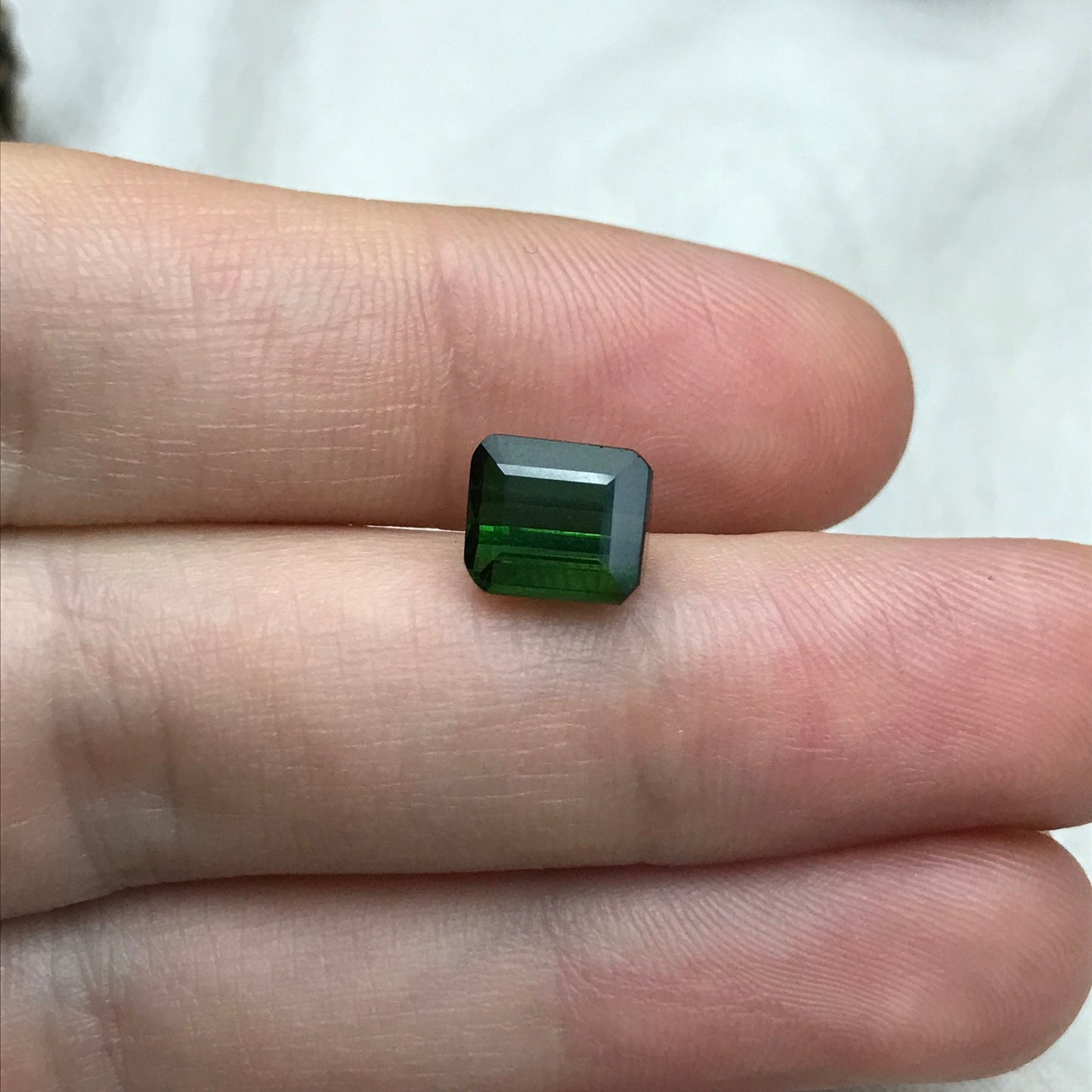 8x7mm Natural Green Tourmaline, 2.91 carat Rectangle Octagon Cut Faceted Loose Gemstone Earth Mined
