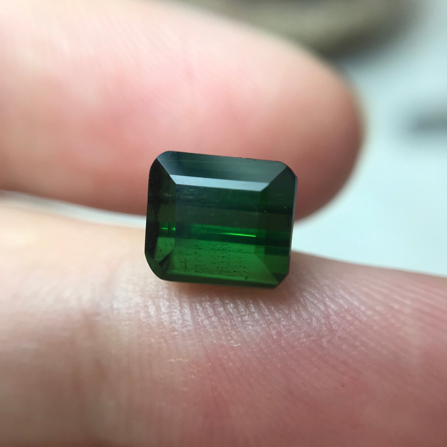 8x7mm Natural Green Tourmaline, 2.91 carat Rectangle Octagon Cut Faceted Loose Gemstone Earth Mined