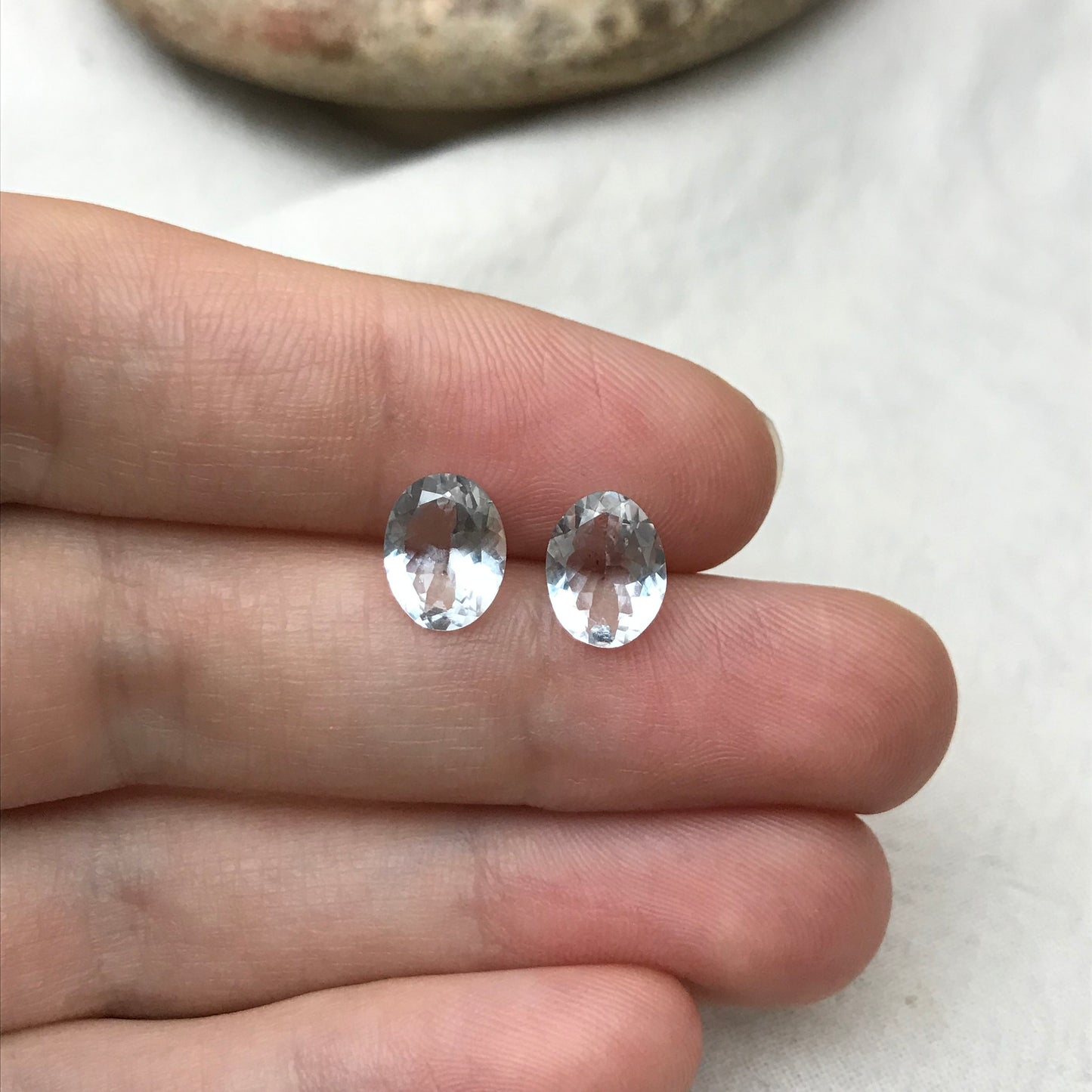 Pair of Light Blue Aquamarine 9x7mm Oval Cut Loose Gem Faceted Gemstone Natural March Birthstones 2.40 TCW