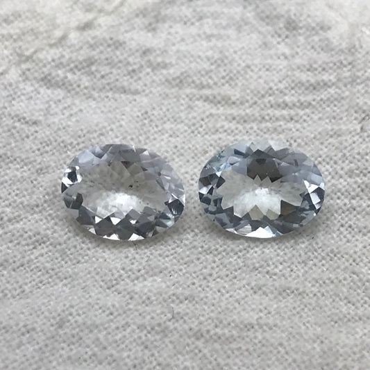 Pair of Light Blue Aquamarine 9x7mm Oval Cut Loose Gem Faceted Gemstone Natural March Birthstones 2.40 TCW