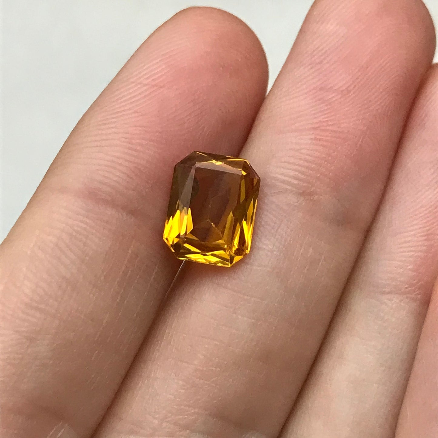 10x8mm Orangey Yellow Lab Sapphire 4 Carat Rectangle Cut, Faceted Loose Synthetic Corundum