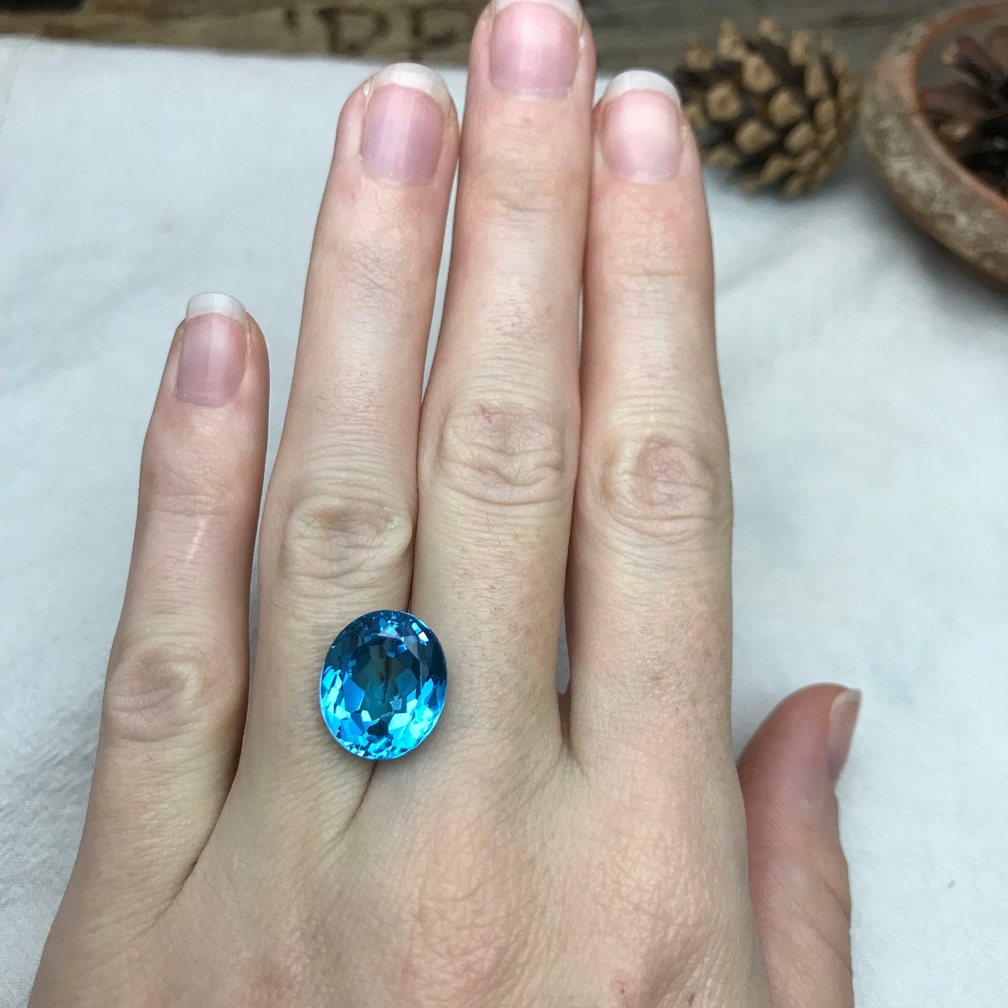 14x12mm Swiss Blue Topaz 11.32 carat, Oval Cut Gem, Loose Reclaimed/Recycled Gemstone, Vivid Blue Topaz, US Seller, December Birthstone