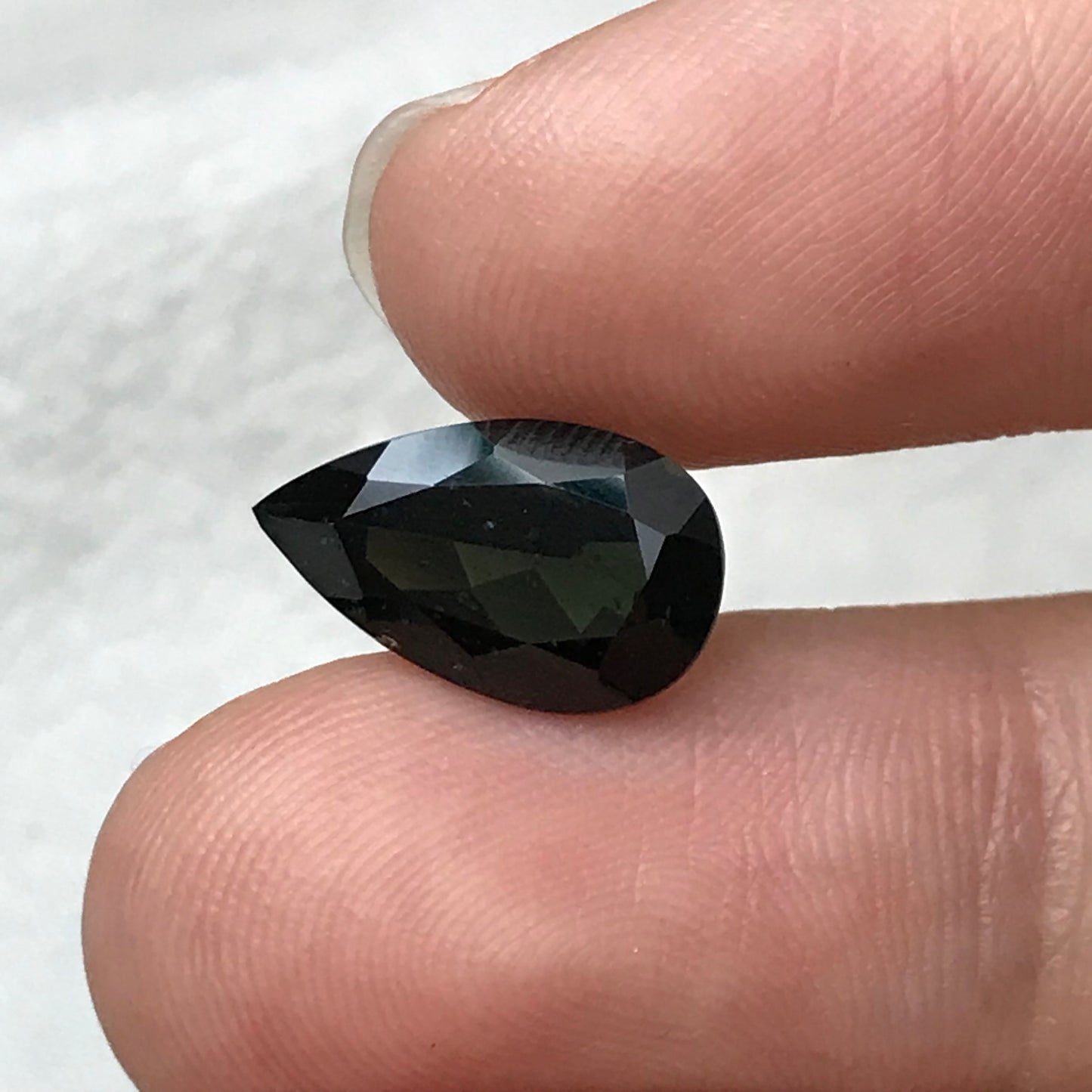 3.47 Carat Green Kornerupine 13.5x8mm Pear Cut, Faceted Green Gemstone, Deep Green