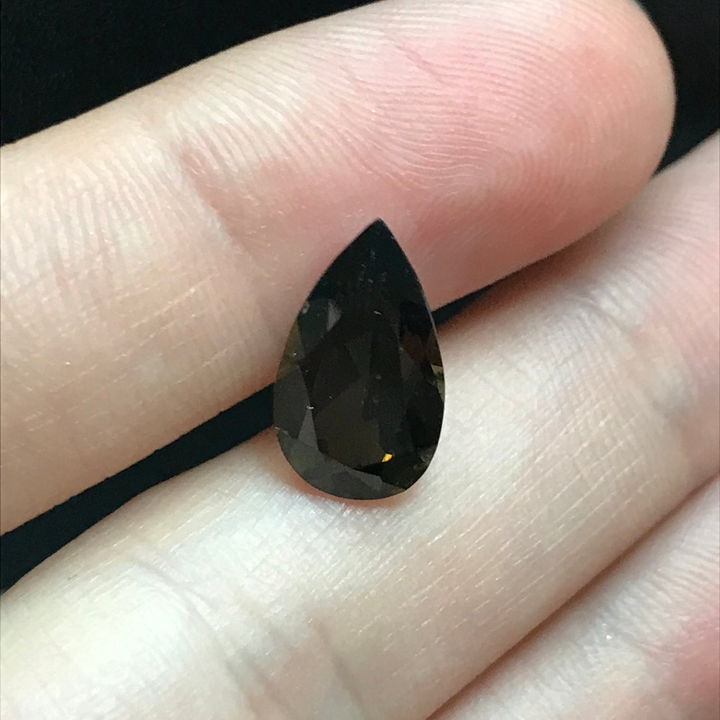 3.47 Carat Green Kornerupine 13.5x8mm Pear Cut, Faceted Green Gemstone, Deep Green