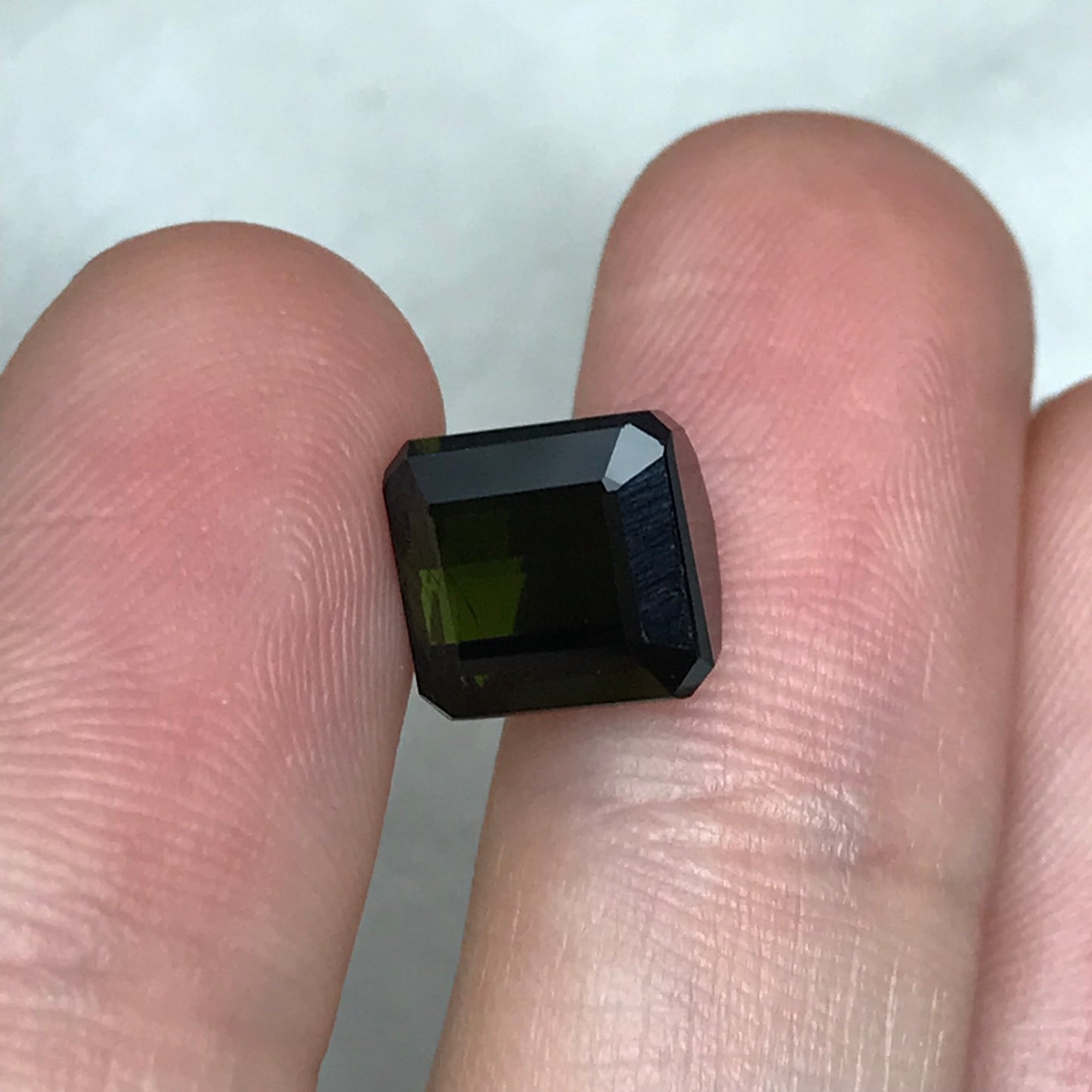 Natural Dark Green Tourmaline 4.38 carat, 8.5x8mm Octagon Cut, Faceted Loose Gemstone
