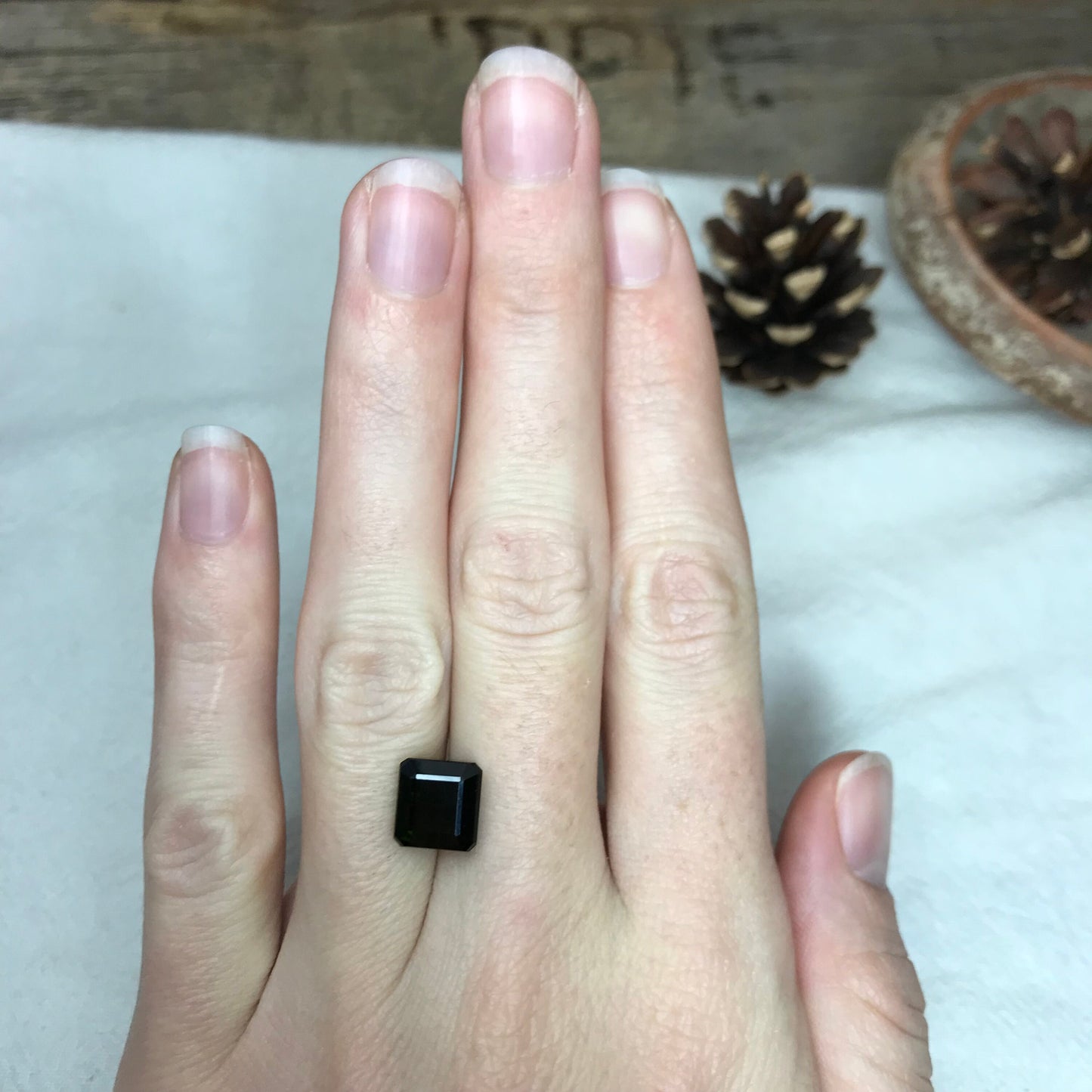 Natural Dark Green Tourmaline 4.38 carat, 8.5x8mm Octagon Cut, Faceted Loose Gemstone