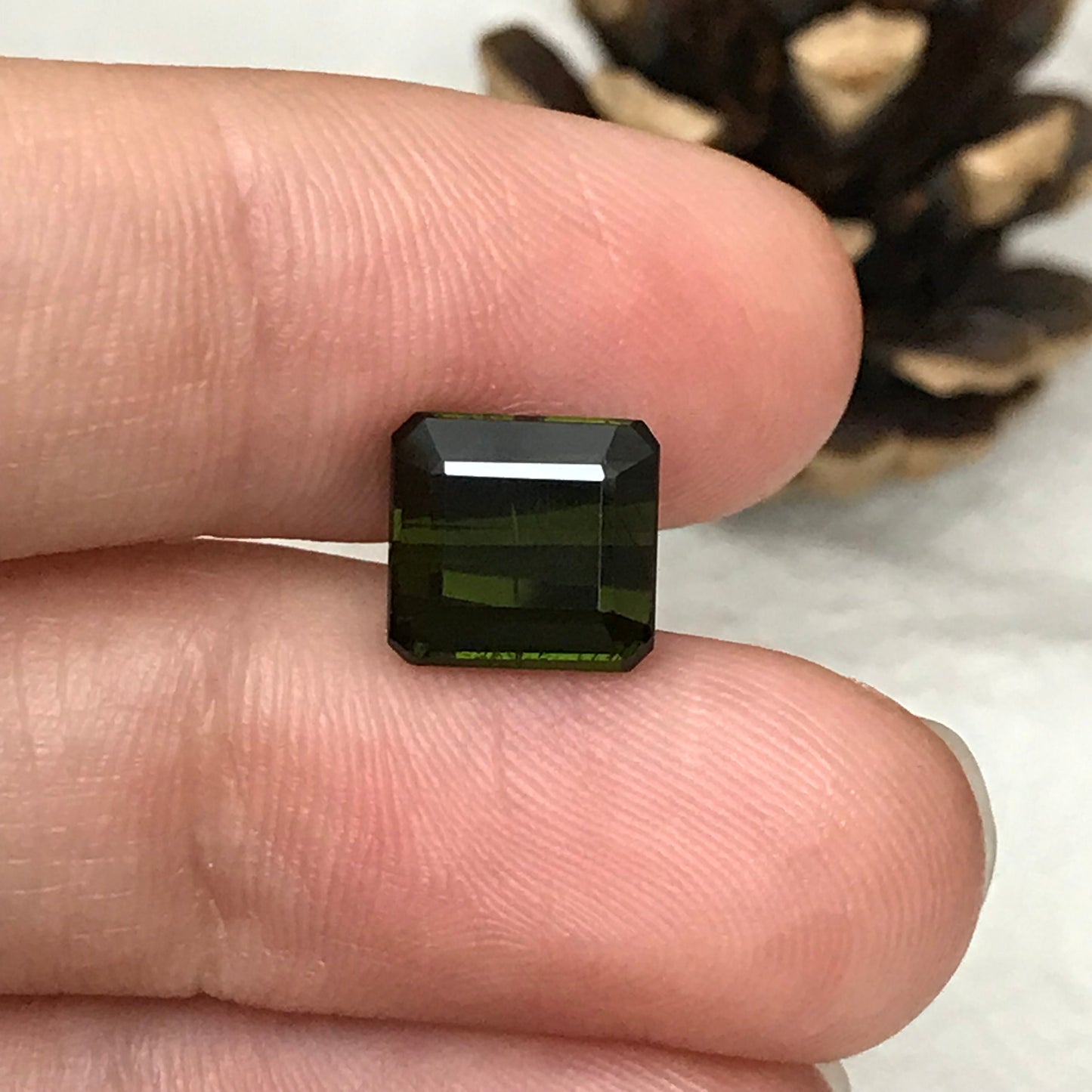 Natural Dark Green Tourmaline 4.38 carat, 8.5x8mm Octagon Cut, Faceted Loose Gemstone