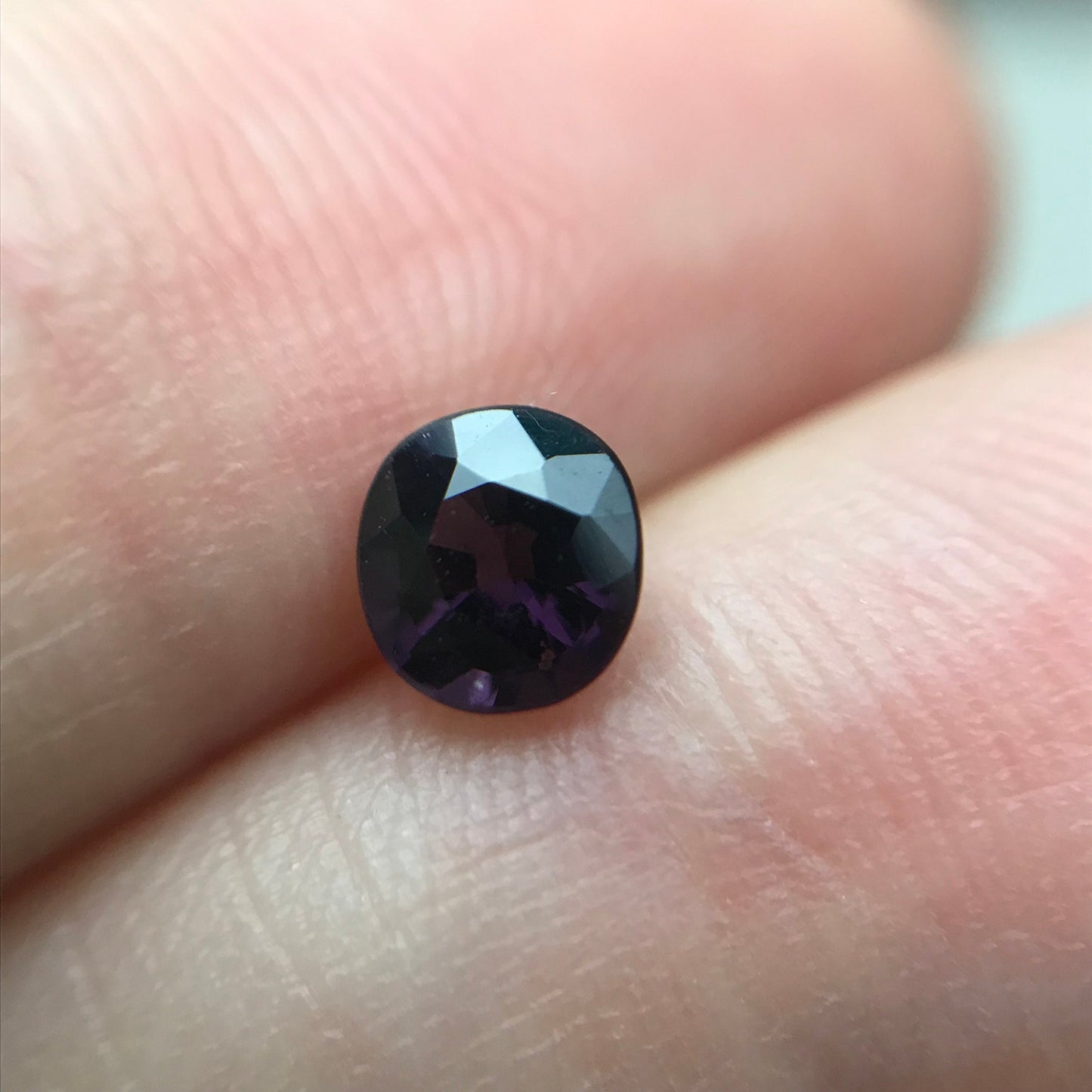 0.54 Ct Natural Purple Spinel 5x4.7mm Cushion Cut, Faceted Loose Gemstone, Dark Purple Stone, Flowing Gems