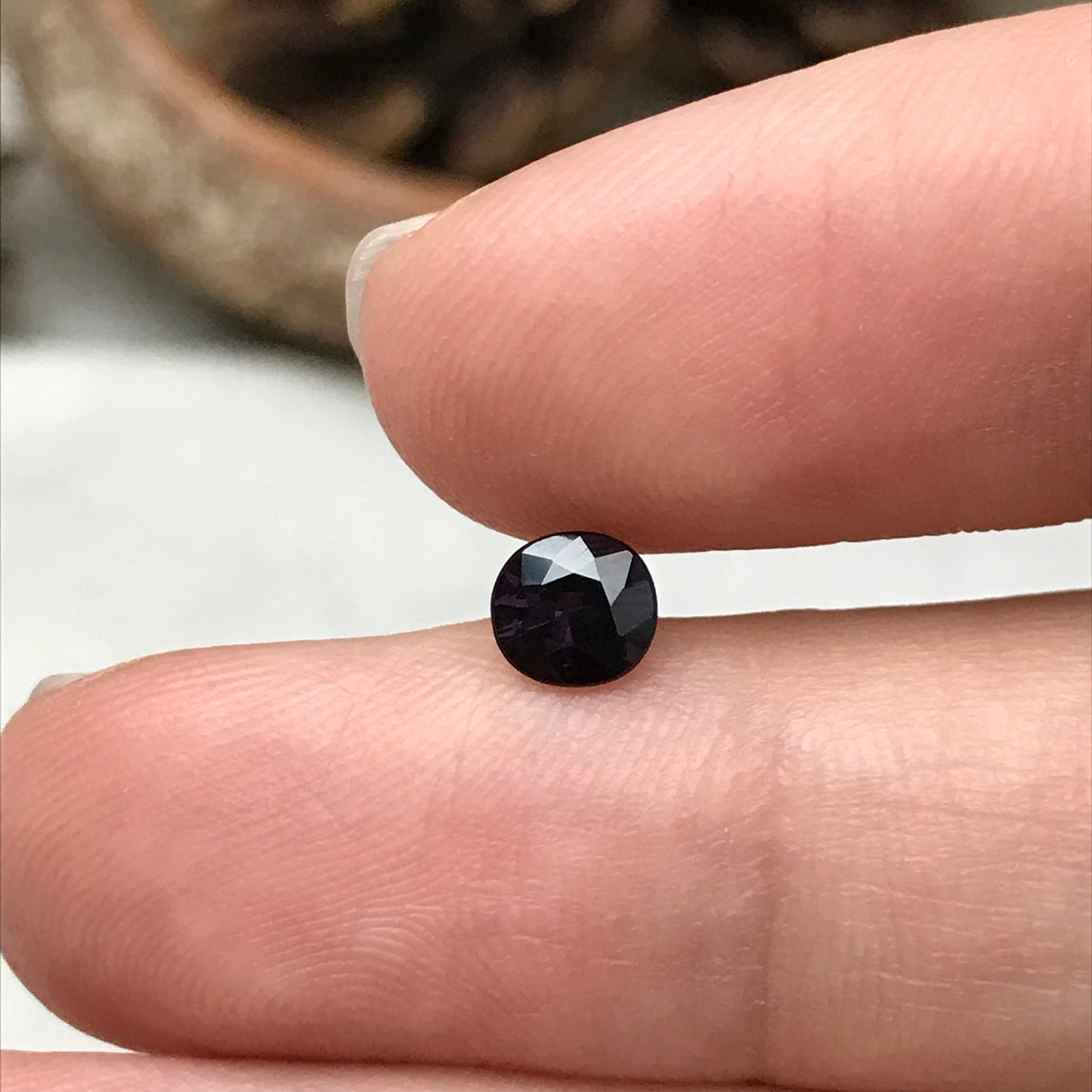 0.54 Ct Natural Purple Spinel 5x4.7mm Cushion Cut, Faceted Loose Gemstone, Dark Purple Stone, Flowing Gems