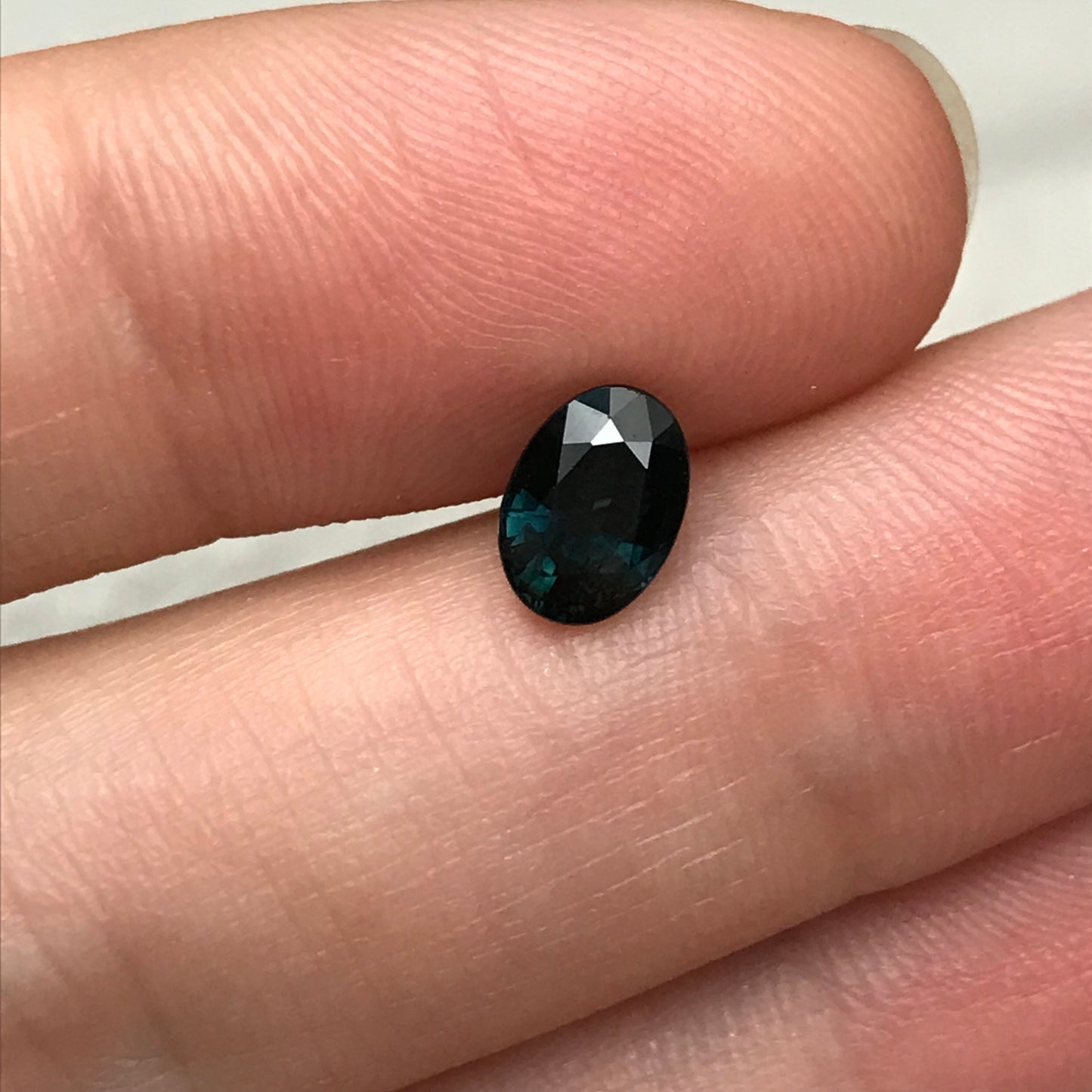 7x5mm Natural Deep Blue Sapphire 1.23 Carat, Oval Heated Greenish Blue Faceted Loose Gemstone