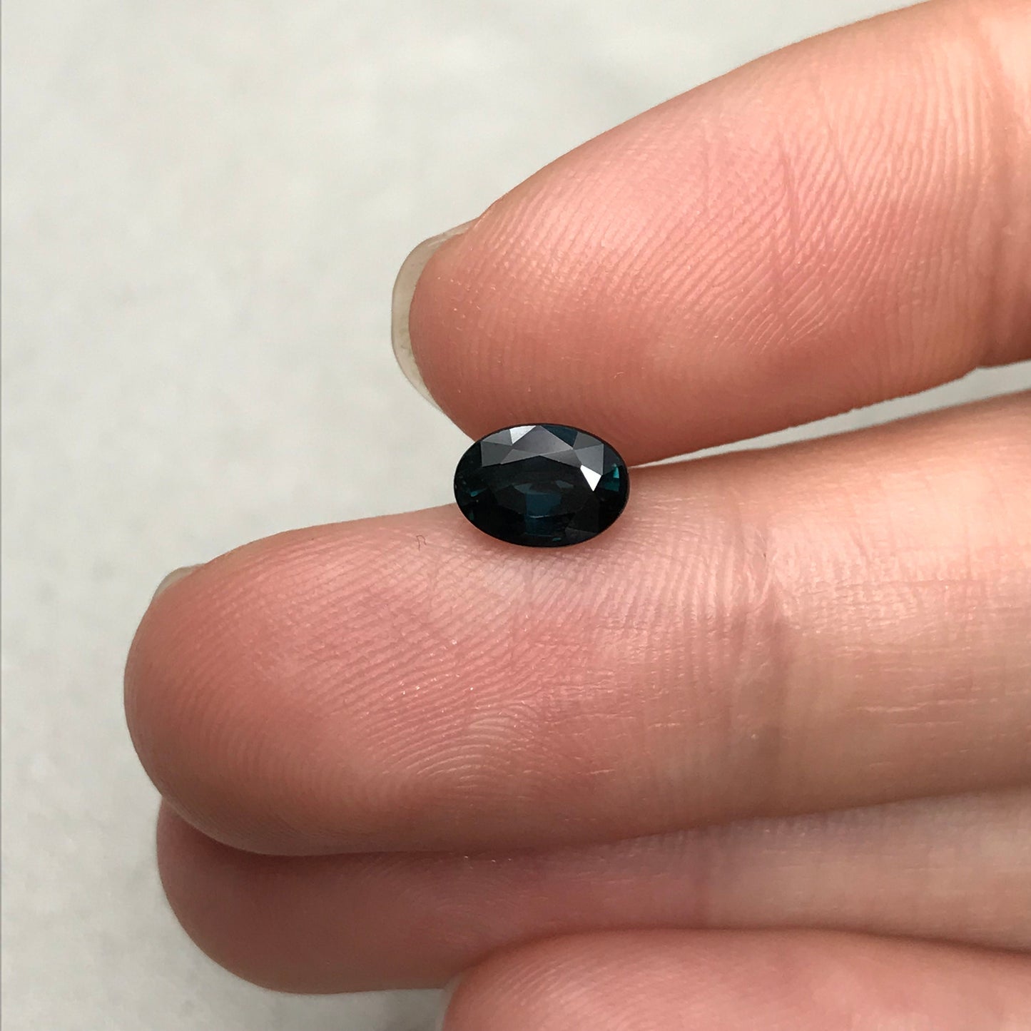 7x5mm Natural Deep Blue Sapphire 1.23 Carat, Oval Heated Greenish Blue Faceted Loose Gemstone