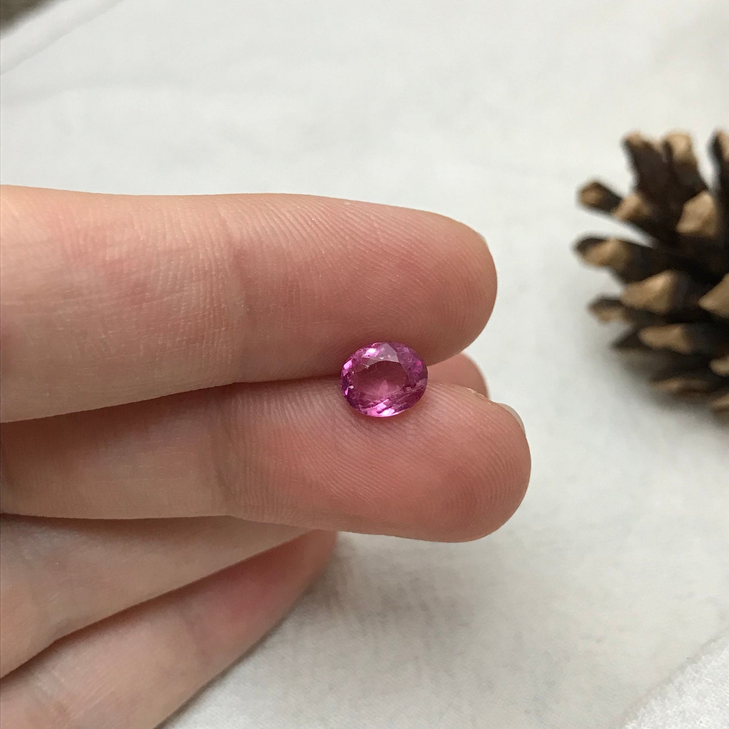 7x6mm Natural Pink Tourmaline 0.90 Carat Faceted Loose Gemstone Oval Cut, Saturated Pink Tourmaline