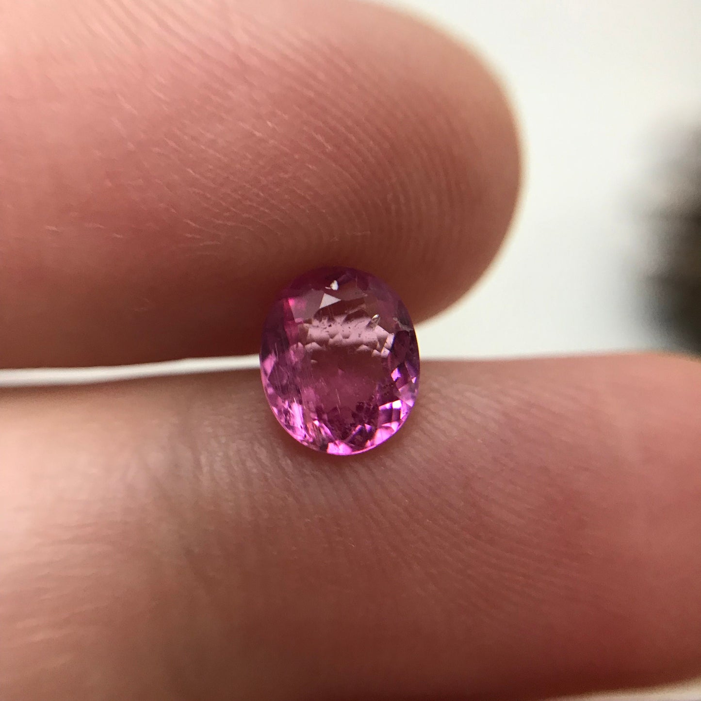 7x6mm Natural Pink Tourmaline 0.90 Carat Faceted Loose Gemstone Oval Cut, Saturated Pink Tourmaline