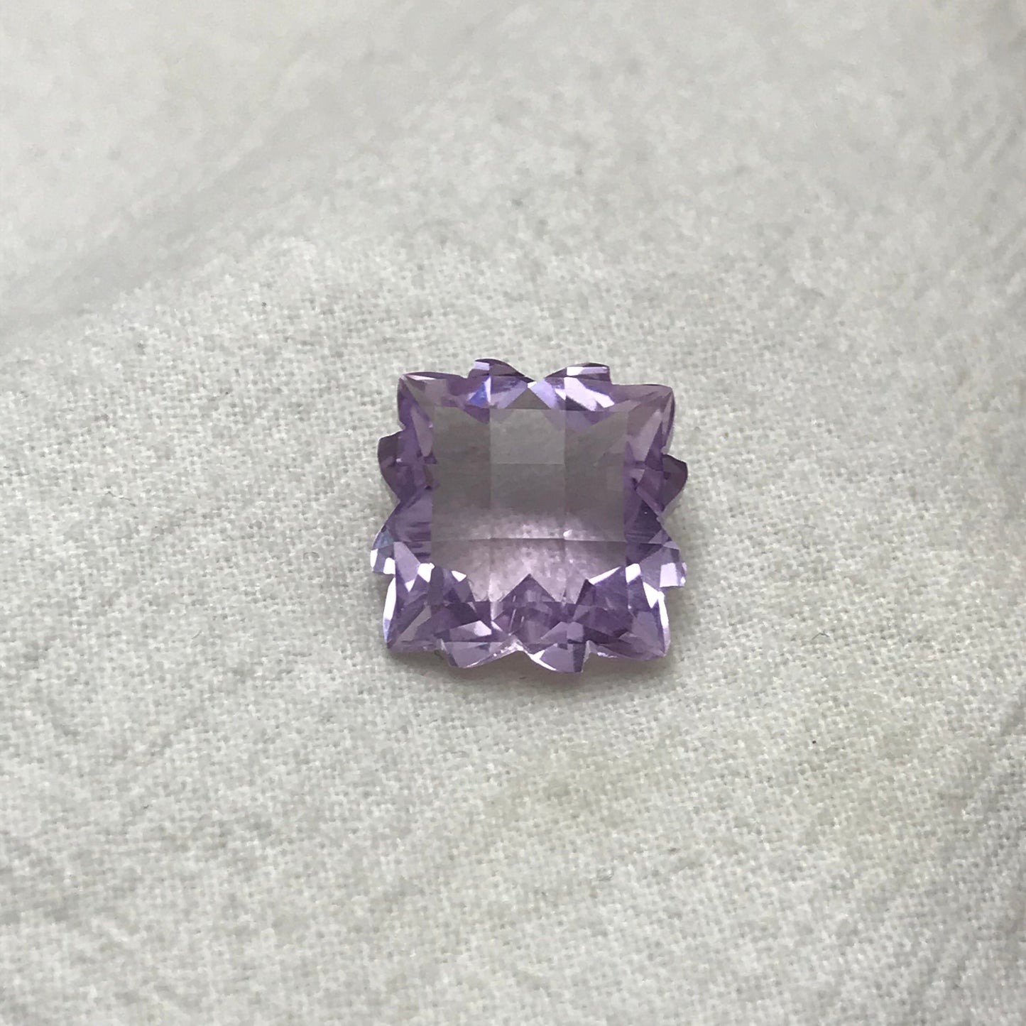 Fancy Cut Lavender Quartz/Amethyst, 9 Carat, 13.5mm, Snowflake Cushion cut, February Birthstone