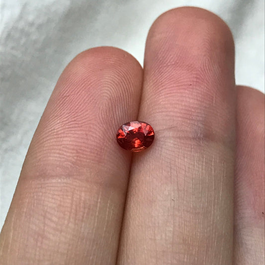 0.52 ct Natural Red Orange Sapphire 5.4x4.3mm Oval Cut Faceted Gem Loose Gemstone Earth Mined Beryllium Treated