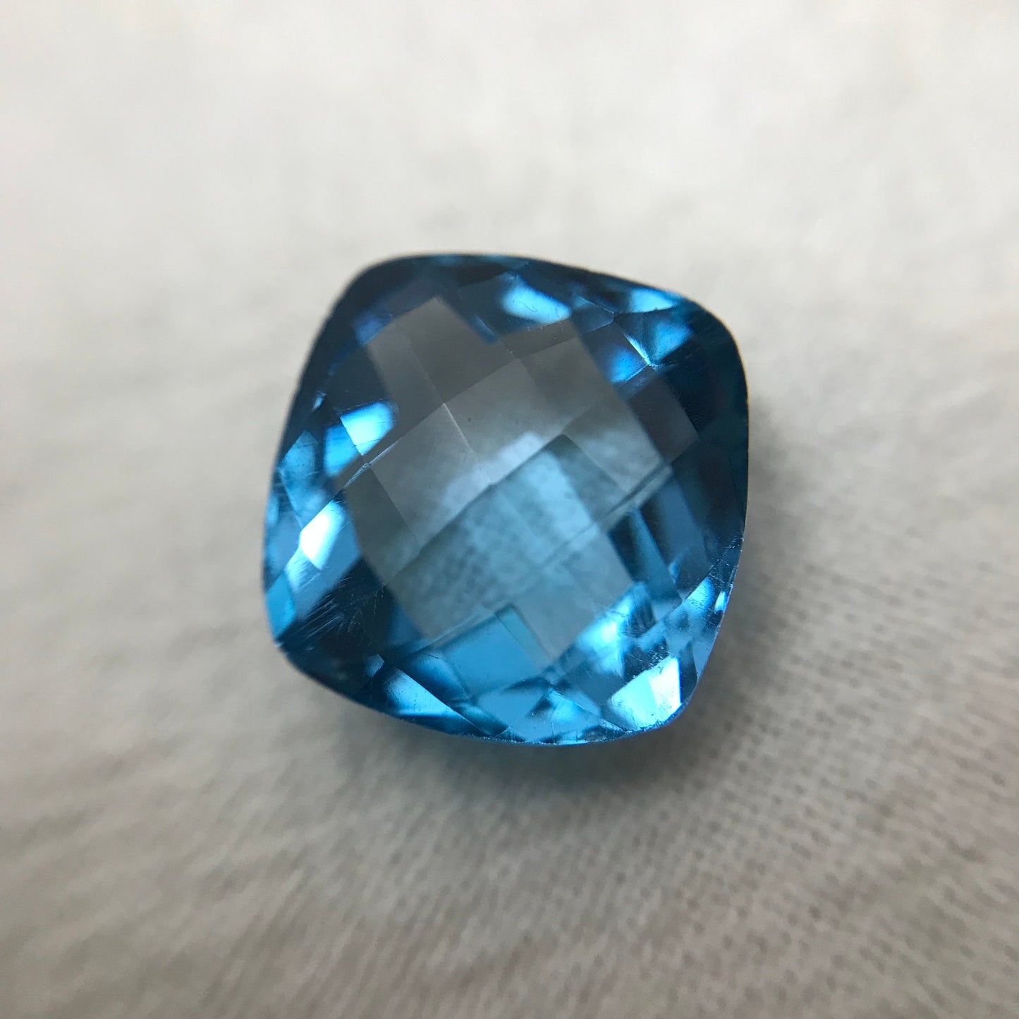 12mm Blue Topaz Square Cushion Cut 10.29 Carat Loose Gem Faceted Sky-Blue Topaz, December Birthstone, Recycled Gems Gems