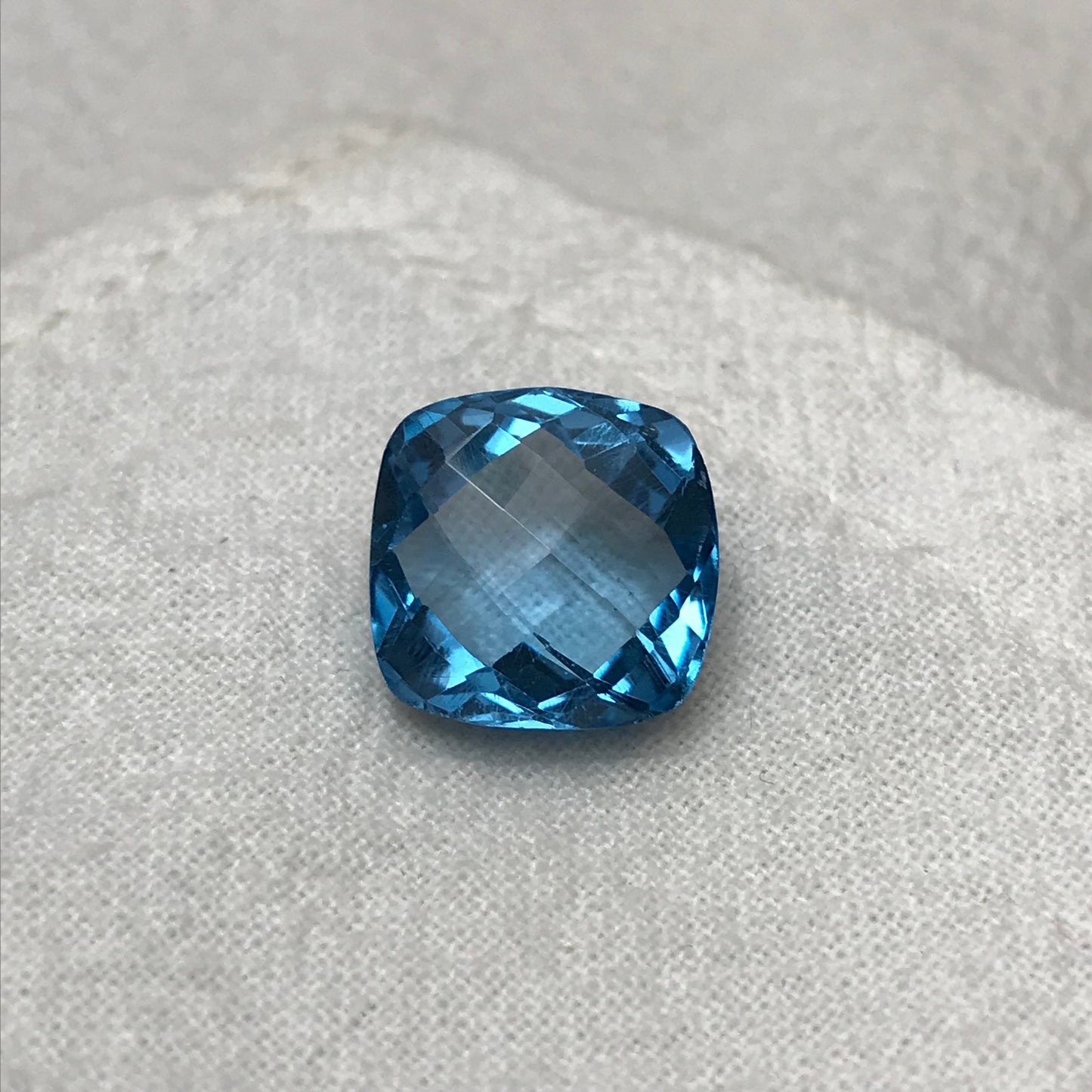 12mm Blue Topaz Square Cushion Cut 10.29 Carat Loose Gem Faceted Sky-Blue Topaz, December Birthstone, Recycled Gems Gems