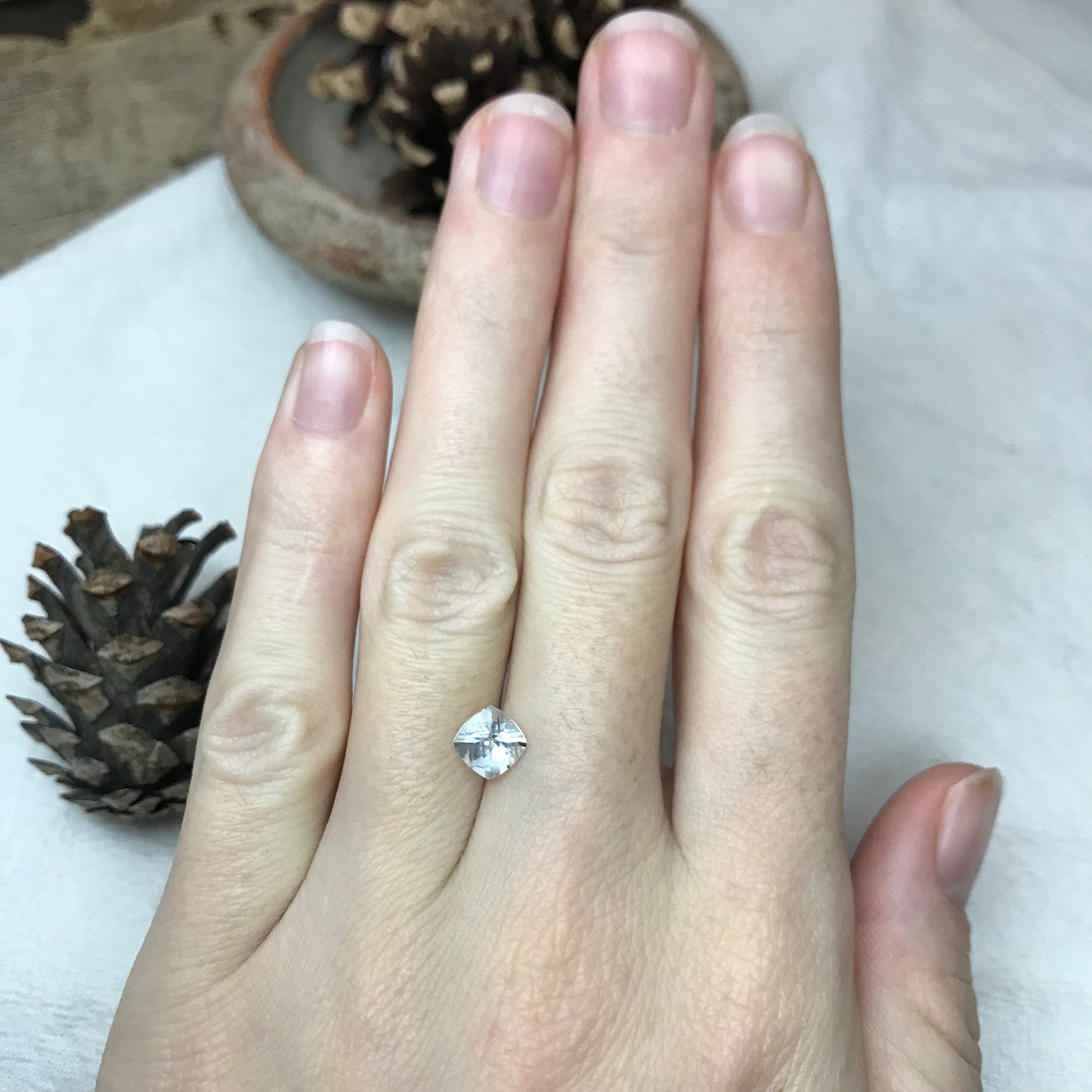 6mm Light Blue Aquamarine 0.97 carat Checker Square Cushion Cut, Faceted Loose Gemstone