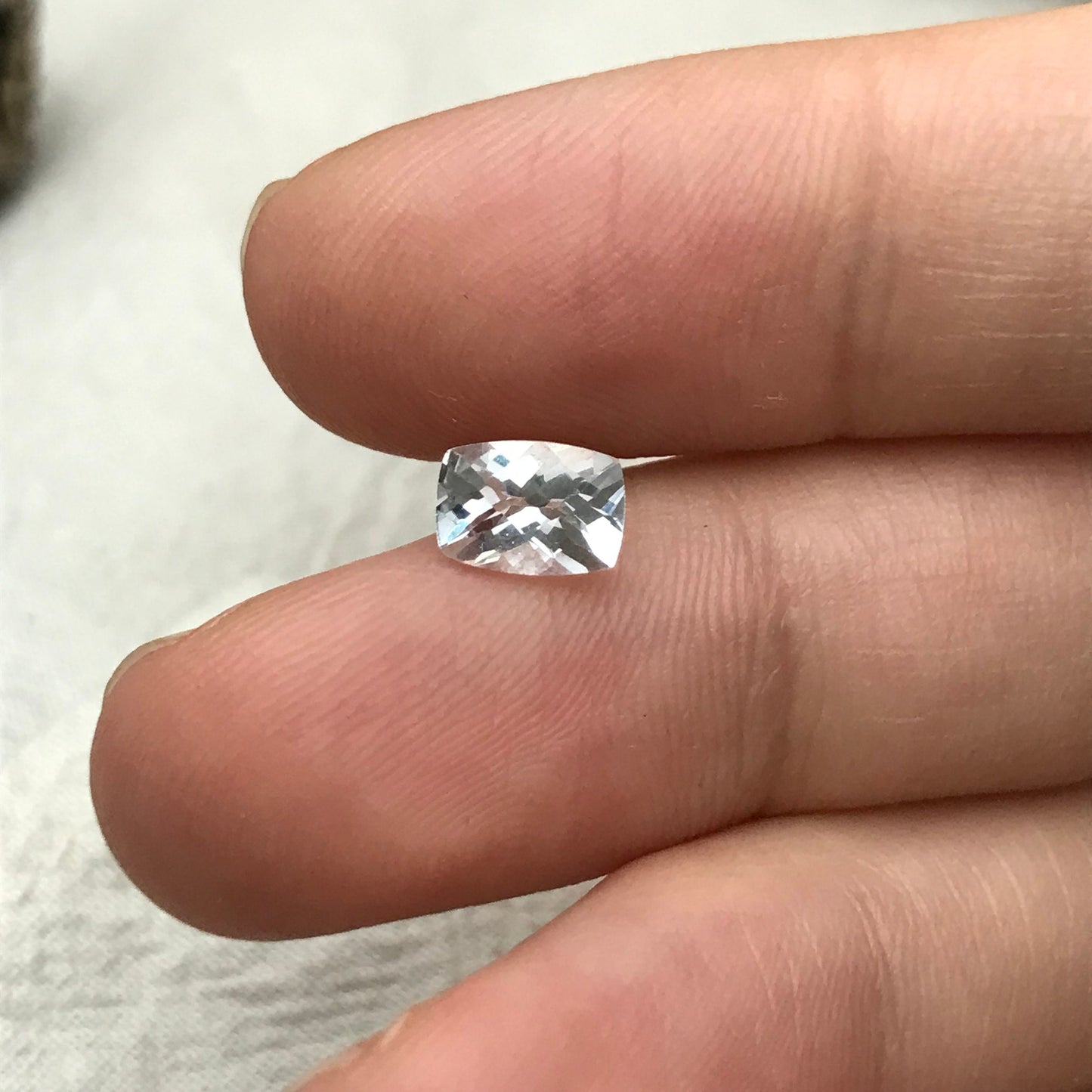 7x5mm Light Blue Aquamarine 0.79 carat Checker Rectangle Cushion Cut, Faceted Loose Gemstone