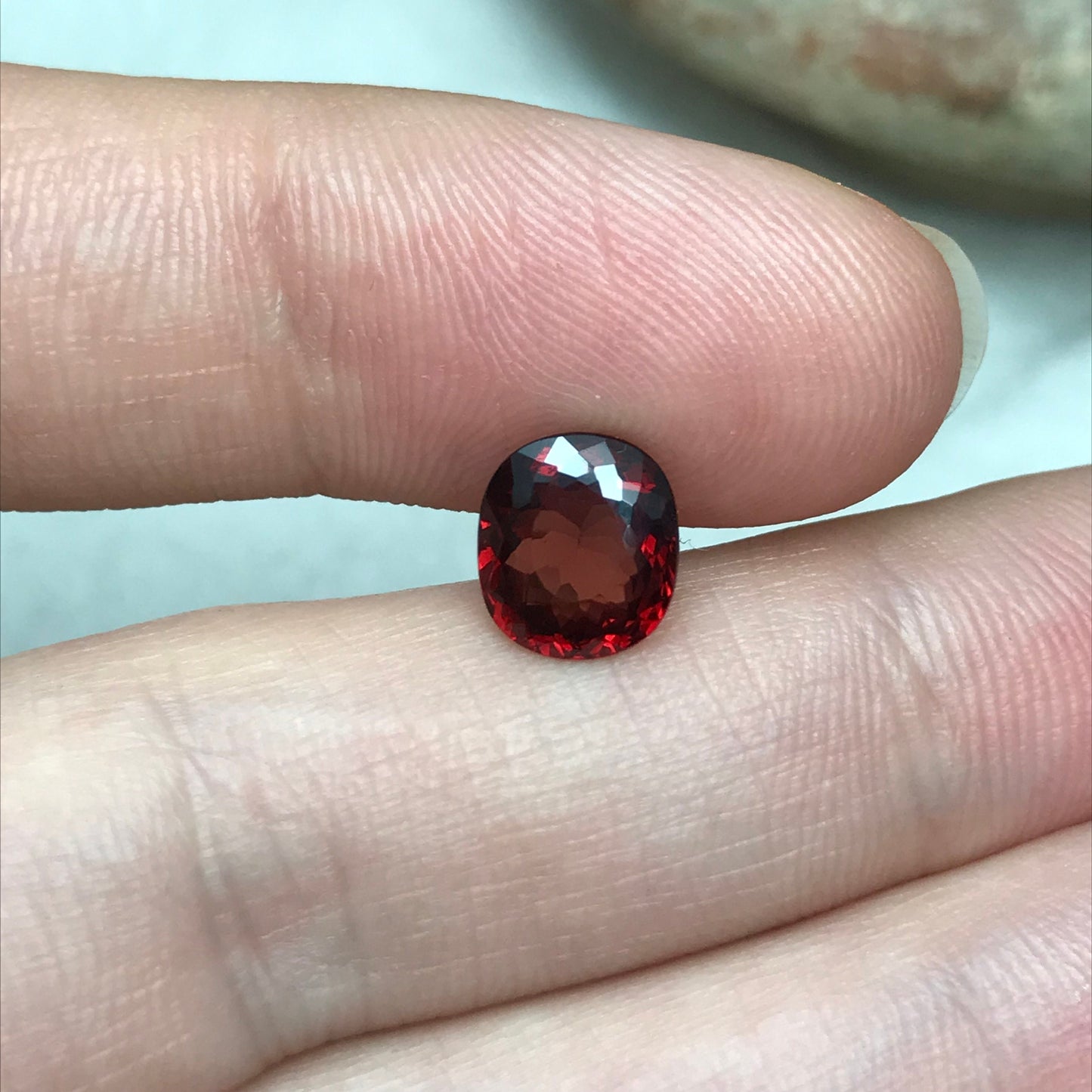 8x7mm Natural Red Garnet, 2 Carat, Oval cut Deep Orangey Red Garnet