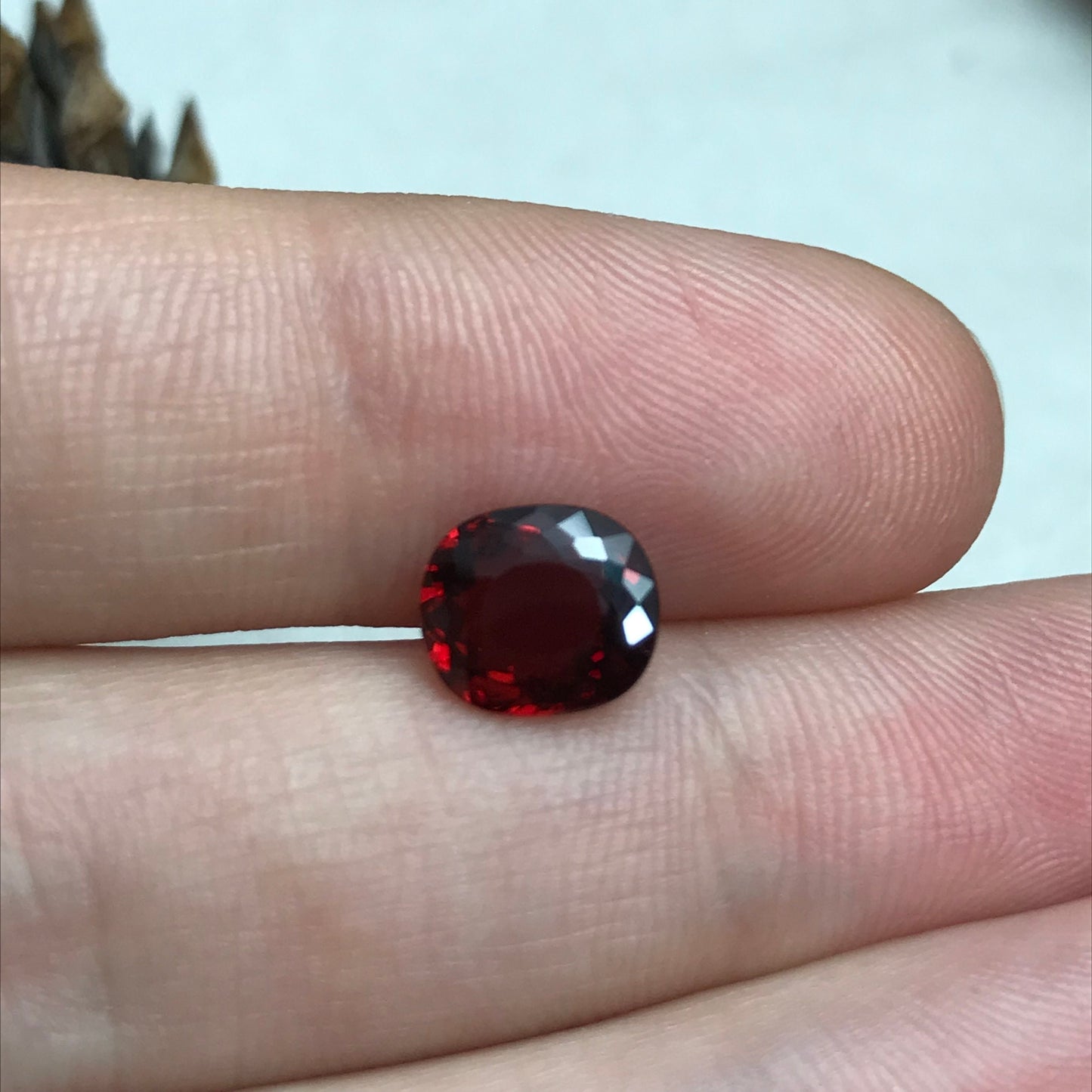 8x7mm Natural Red Garnet, 2 Carat, Oval cut Deep Orangey Red Garnet