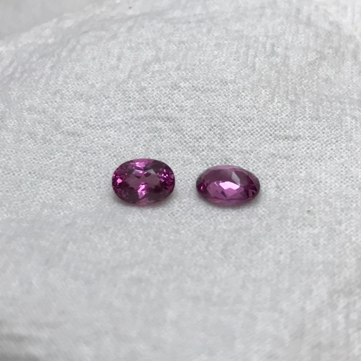 Pair Natural Pink Rhodolite Garnets 7x5mm Oval Gemstones, 1.05 Ct ea. Soft Purplish Pink Garnet, Faceted Loose Pair of Gems
