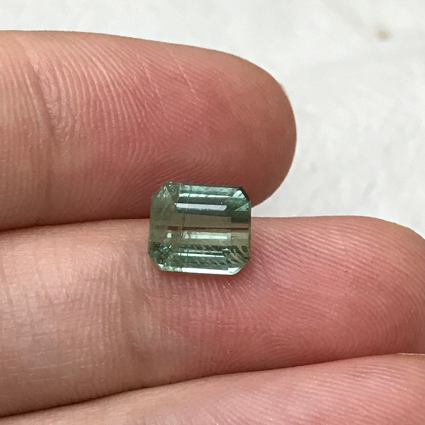 2 carat Light Mint Green Tourmaline 7.7x6.6mm Rectangle Octagon Cut, Natural Faceted Gem, Light Loose Gemstone, Light Seafoam Green Green