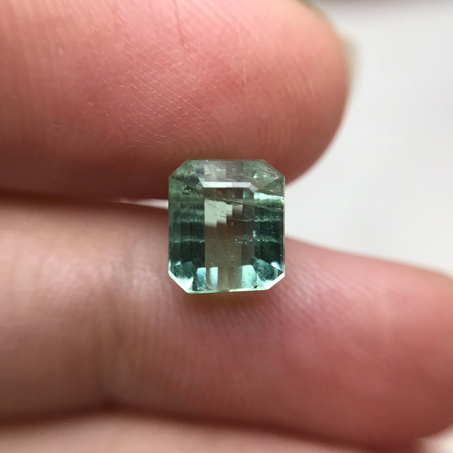 2 carat Light Mint Green Tourmaline 7.7x6.6mm Rectangle Octagon Cut, Natural Faceted Gem, Light Loose Gemstone, Light Seafoam Green Green