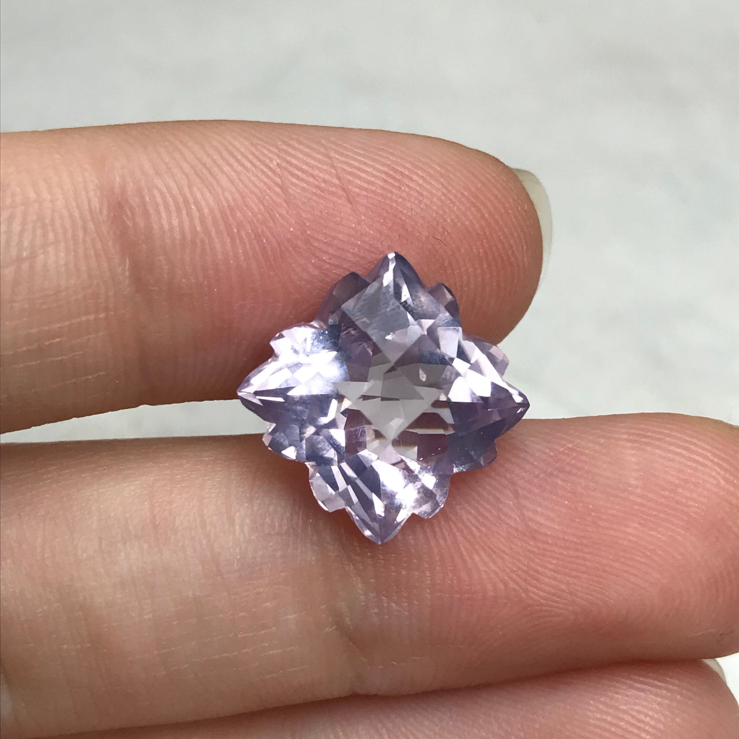 Fancy Cut  Lavender Amethyst 8 Carat, 12.5mm, Snowflake Cushion cut, February Birthstone, Lavender Quartz