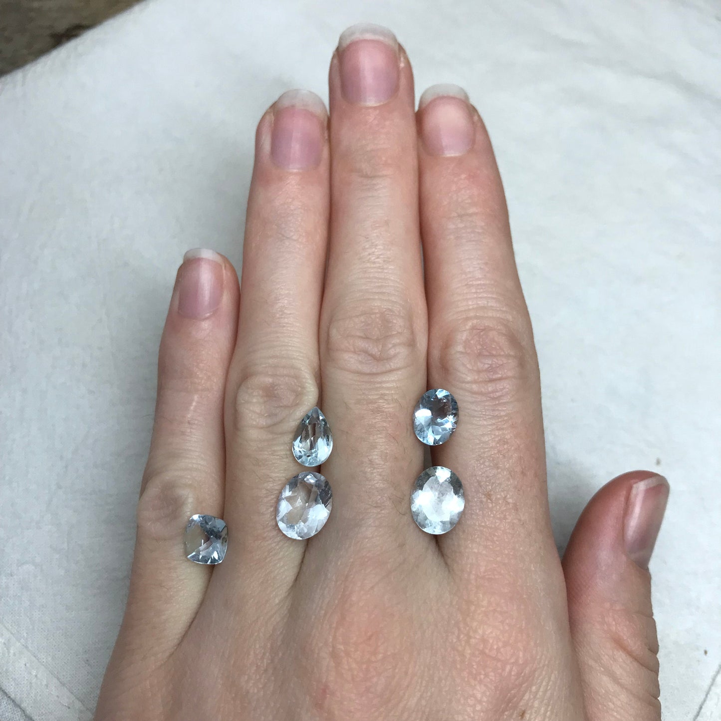 7.80 carat Lot of Worn Aquamarine Faceted, Recycled, Imperfect Oval, Pear & Cushion cut