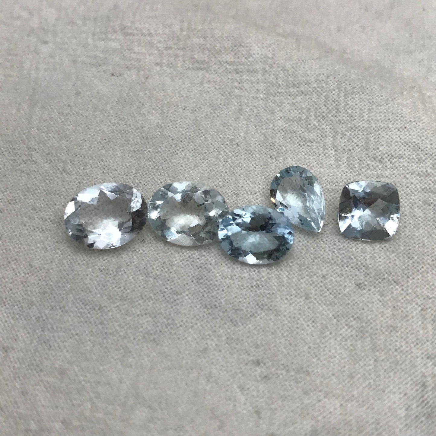 7.80 carat Lot of Worn Aquamarine Faceted, Recycled, Imperfect Oval, Pear & Cushion cut