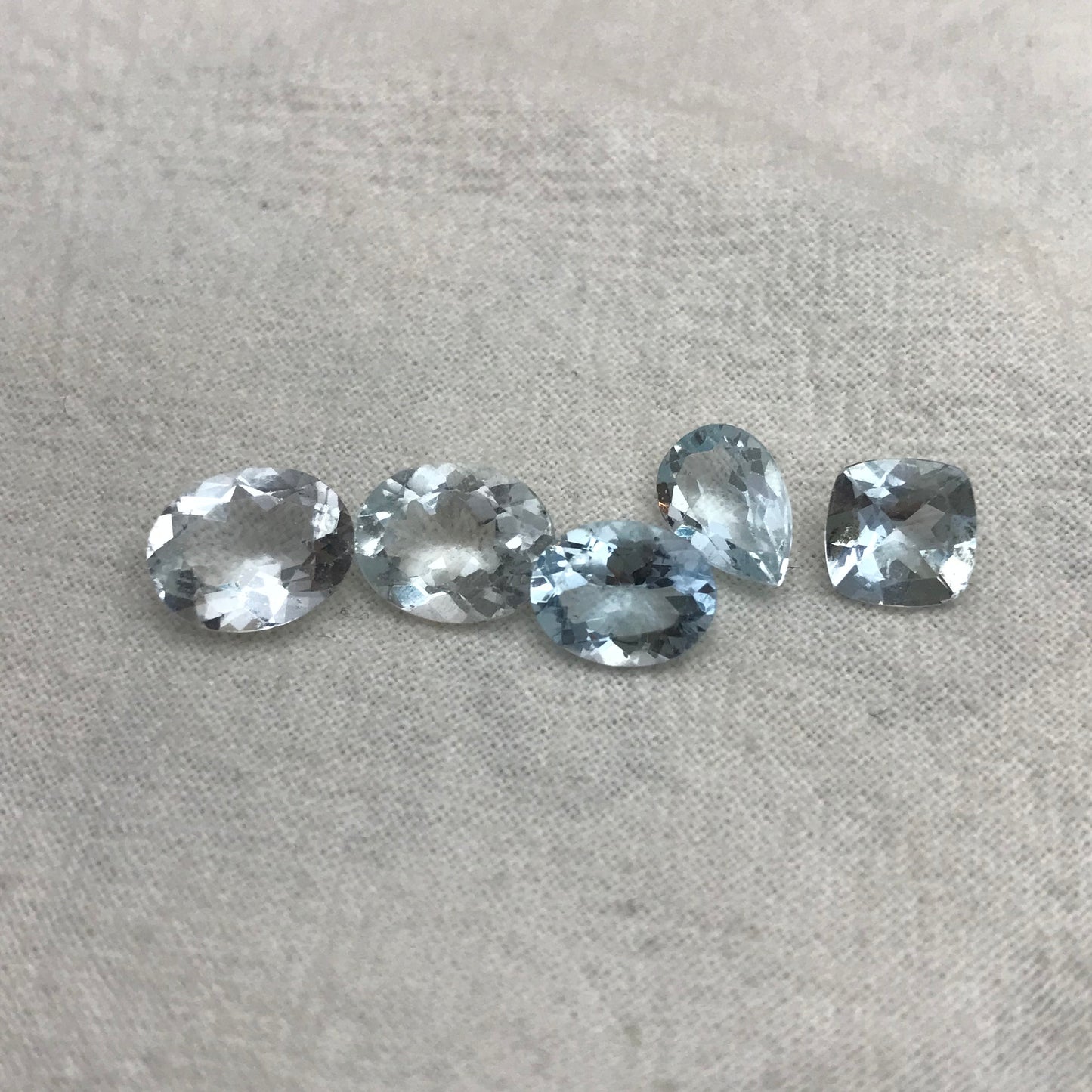 7.80 carat Lot of Worn Aquamarine Faceted, Recycled, Imperfect Oval, Pear & Cushion cut