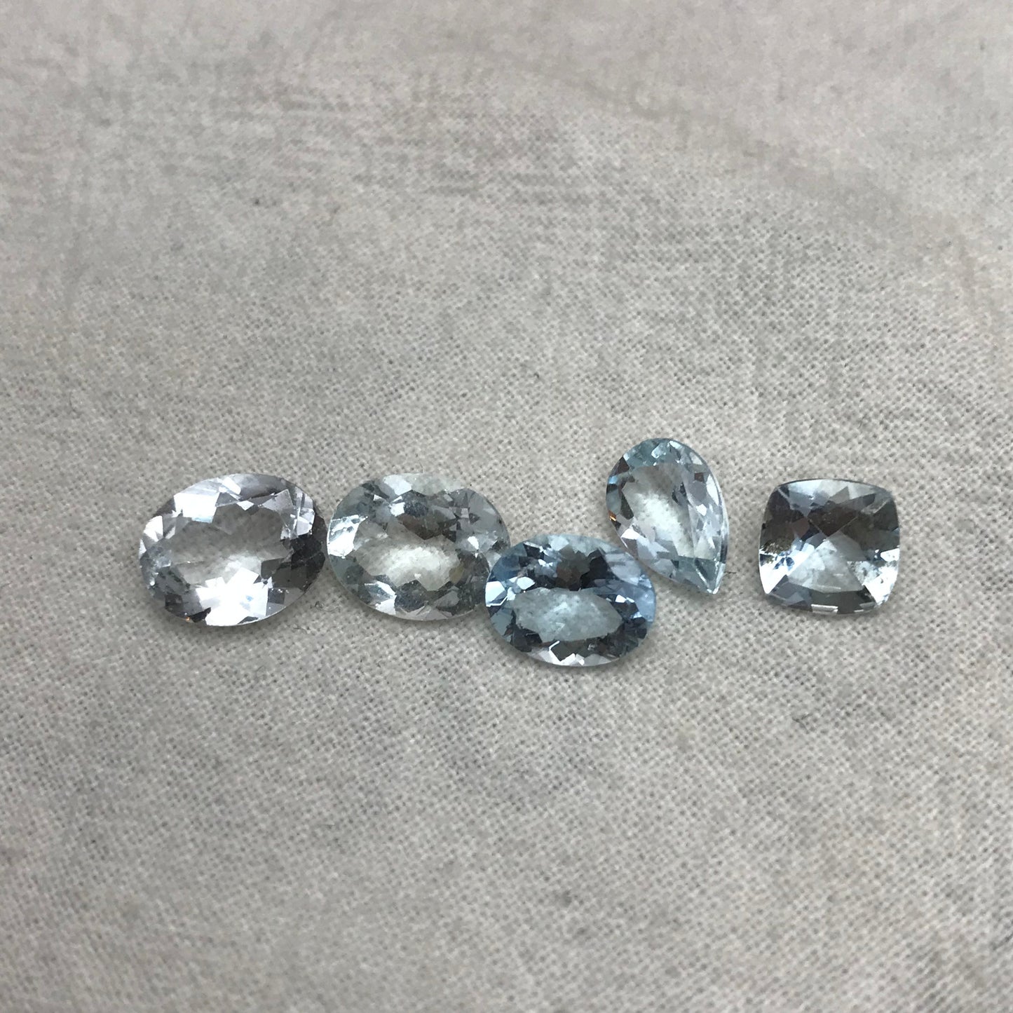 7.80 carat Lot of Worn Aquamarine Faceted, Recycled, Imperfect Oval, Pear & Cushion cut
