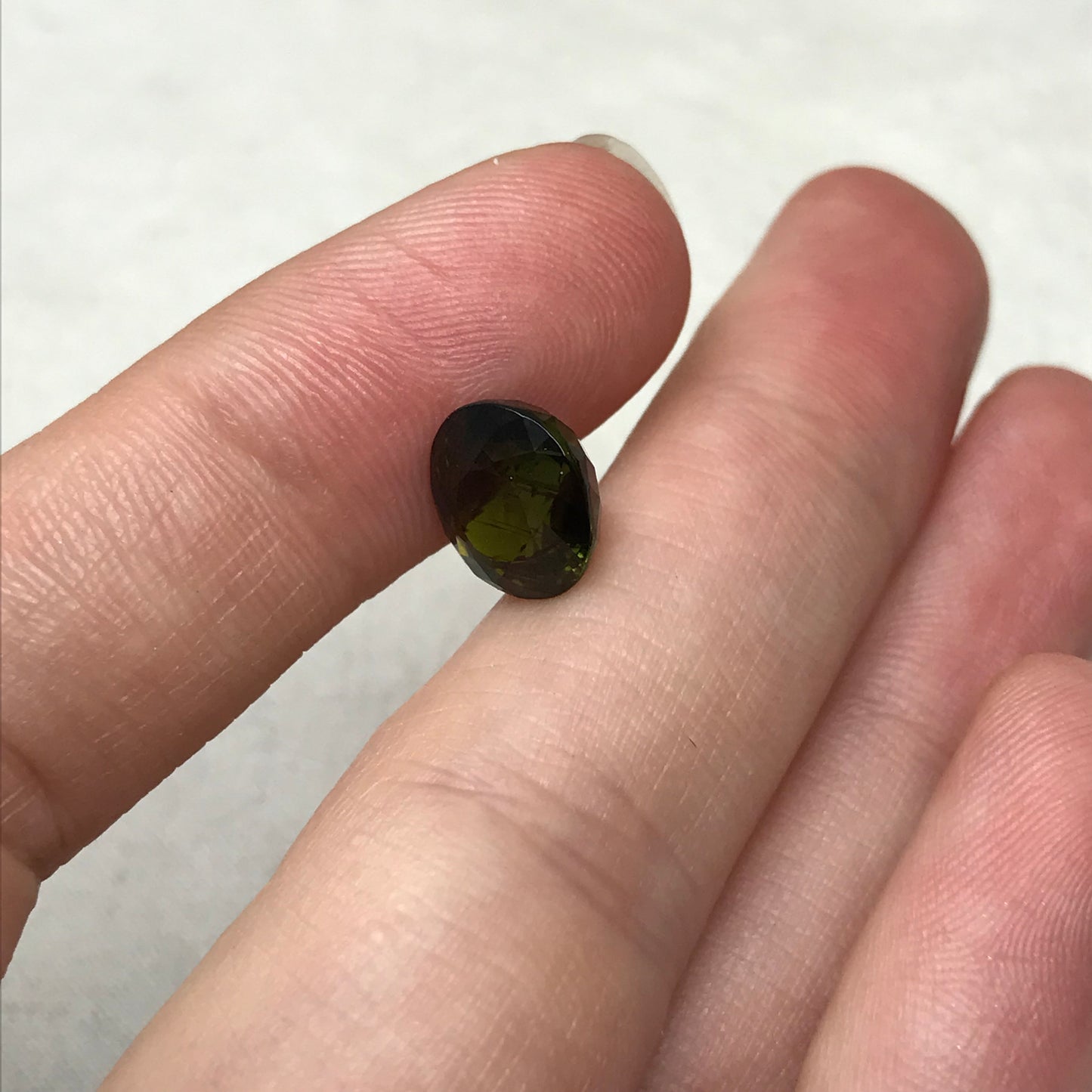 Natural Green Tourmaline 3.72 Carat 9.8x8.6mm Oval Cut, Faceted Loose Unmounted Gemstone, Dark Tourmaline