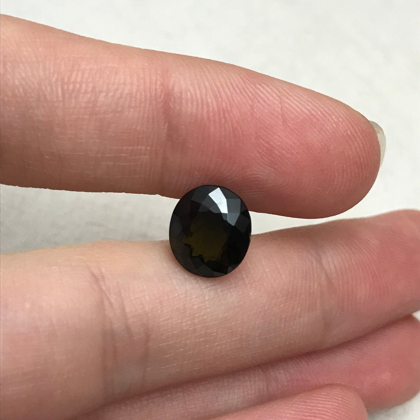 Natural Green Tourmaline 3.72 Carat 9.8x8.6mm Oval Cut, Faceted Loose Unmounted Gemstone, Dark Tourmaline