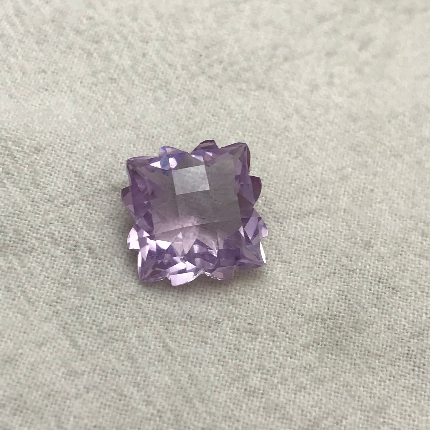Fancy Cut Lavender Quartz/Amethyst, 9 Carat, 13.5mm, Snowflake Cushion cut, February Birthstone