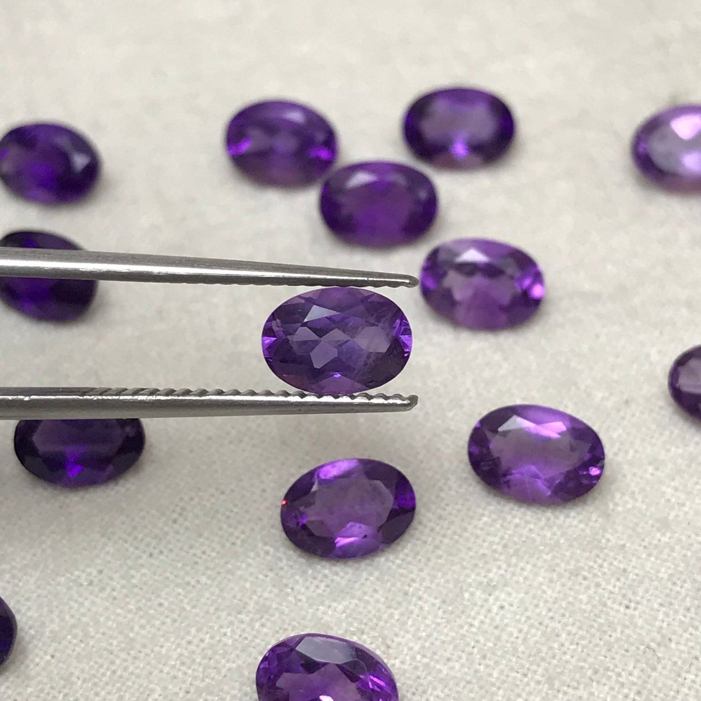 ONE- 7x5mm Amethyst Oval Cut, Faceted Loose Unmounted Gemstone, Medium to Dark Purple