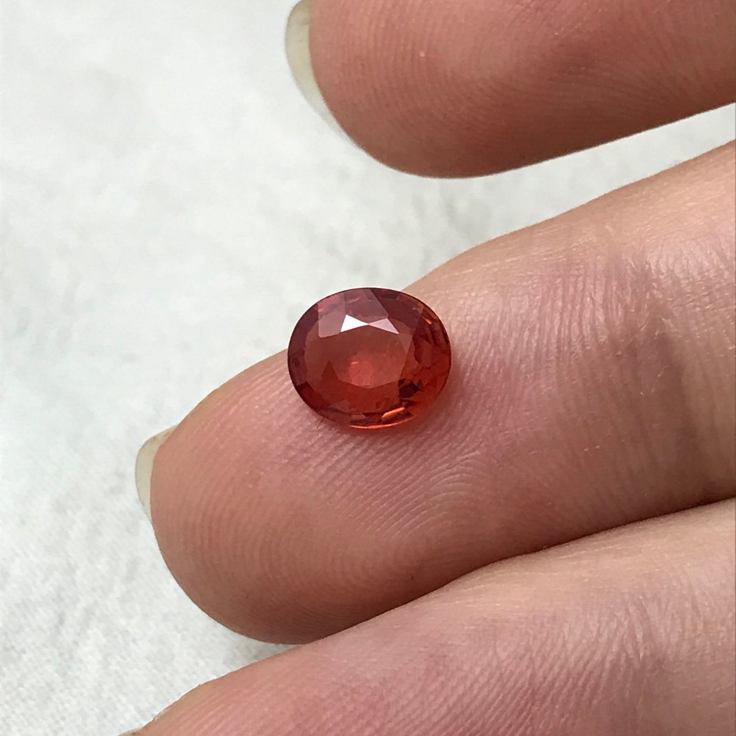 1.21 carat Natural Red Orange Sapphire 7.5x6.5mm Oval Cut Faceted Gem Loose Unmounted Gemstone Earth Mined Beryllium Treated