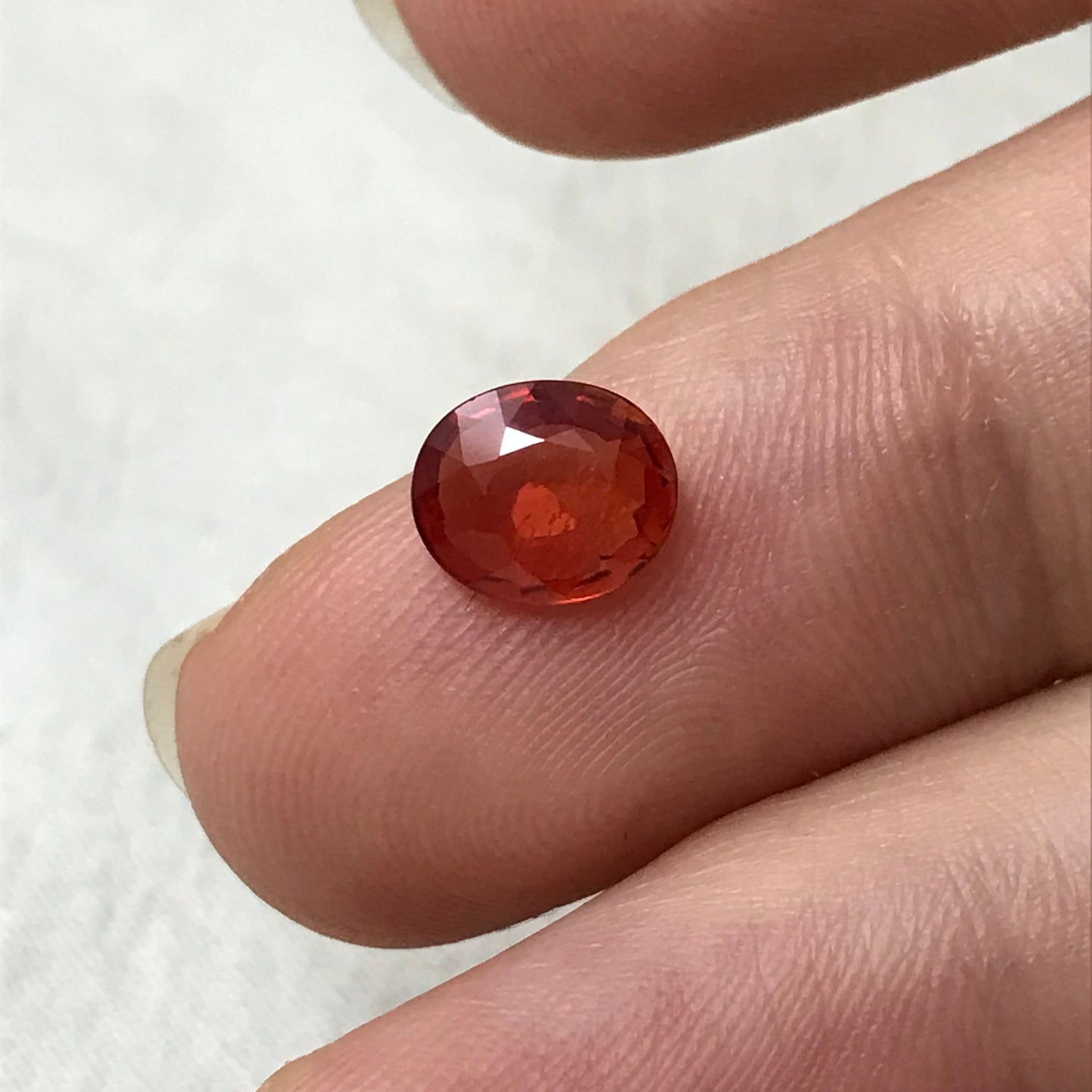 1.21 carat Natural Red Orange Sapphire 7.5x6.5mm Oval Cut Faceted Gem Loose Unmounted Gemstone Earth Mined Beryllium Treated