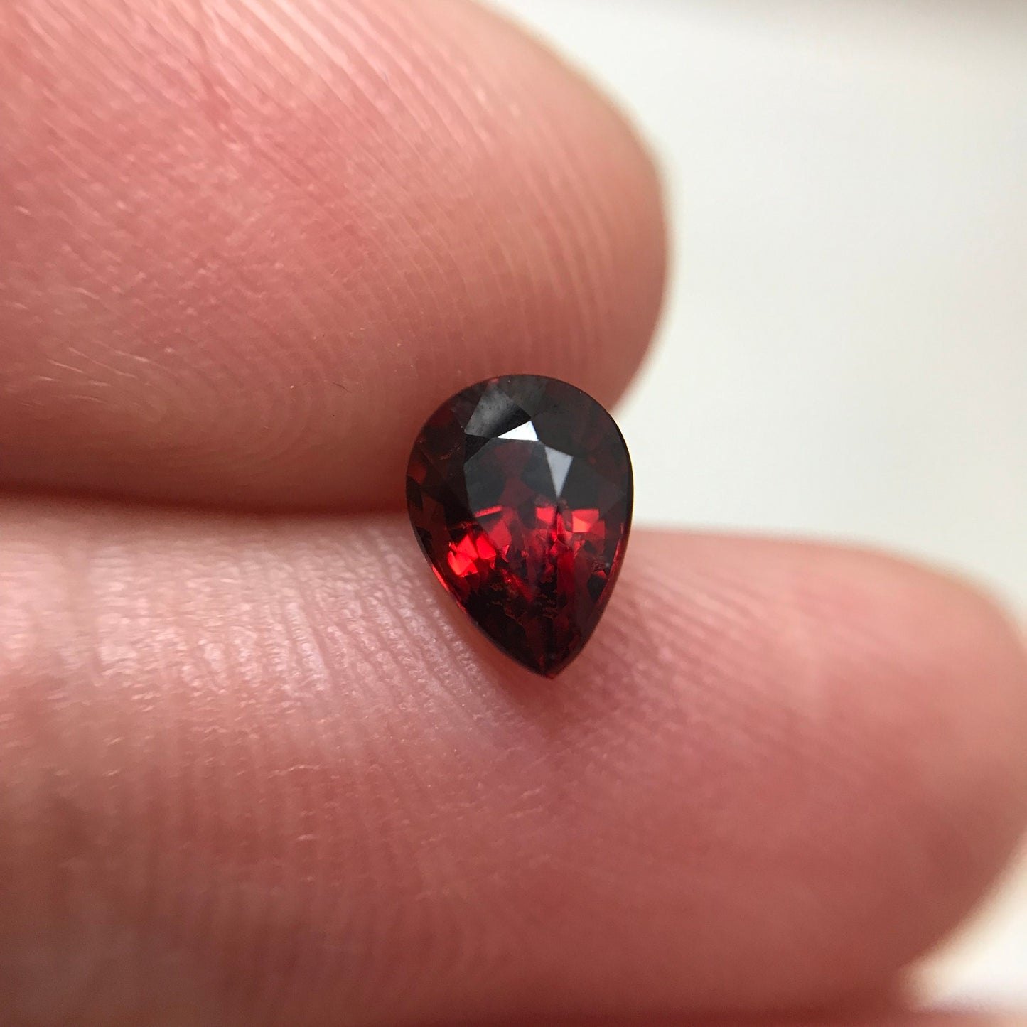 0.97 Ct Natural Pyrope Garnet, 6.7x5mm Pear cut, Deep Red Garnet, Faceted, Red Garnet,