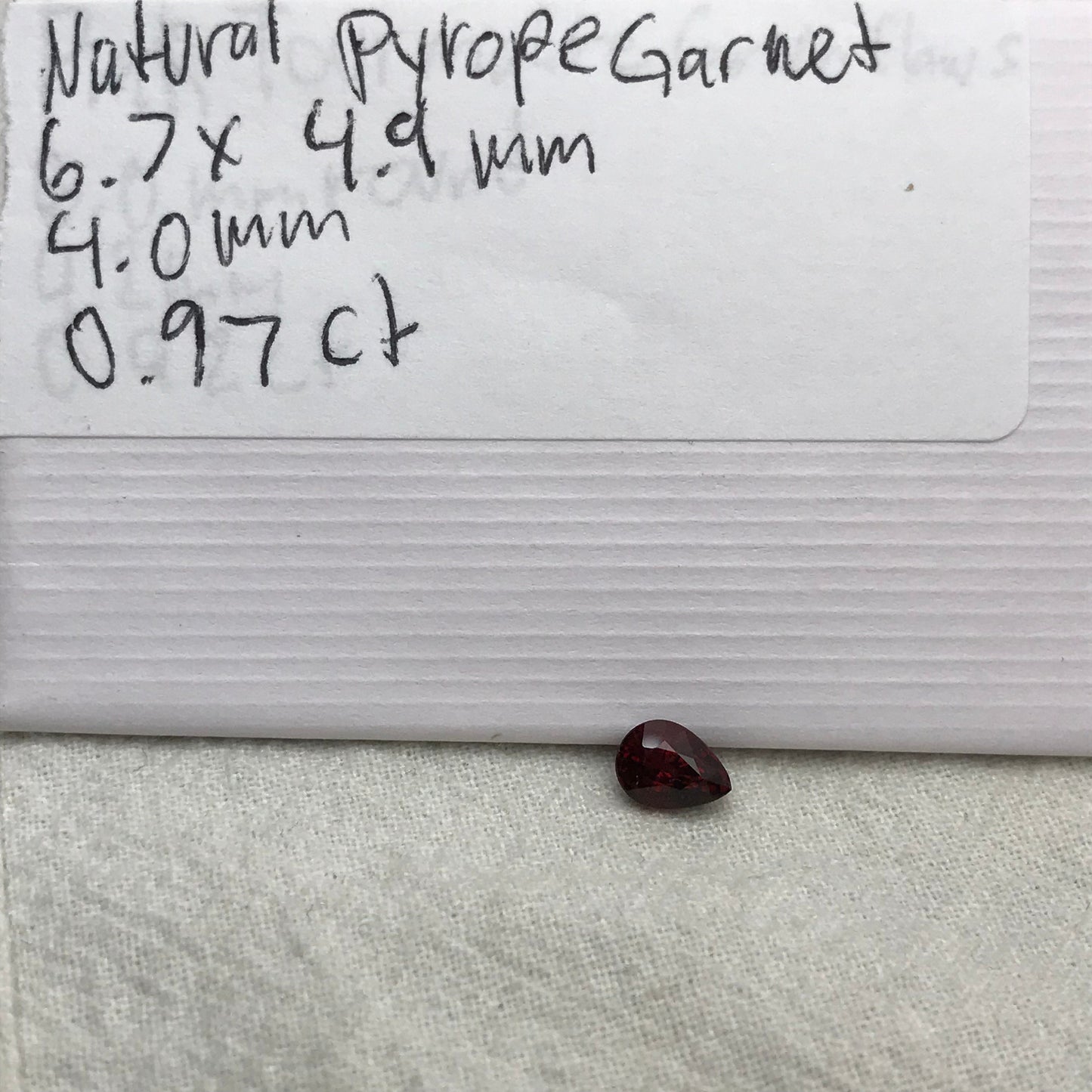 0.97 Ct Natural Pyrope Garnet, 6.7x5mm Pear cut, Deep Red Garnet, Faceted, Red Garnet,
